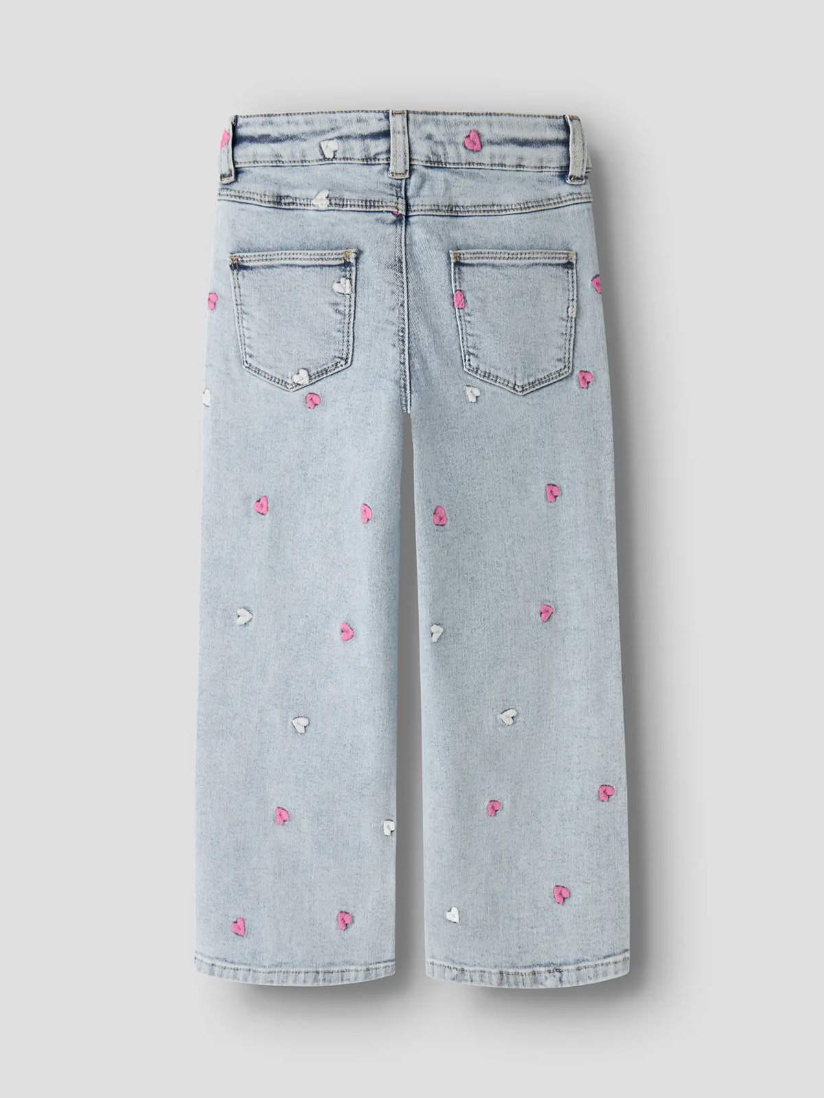 Name It Rose Wide Emb Jeans Light Blue Bleached Denim