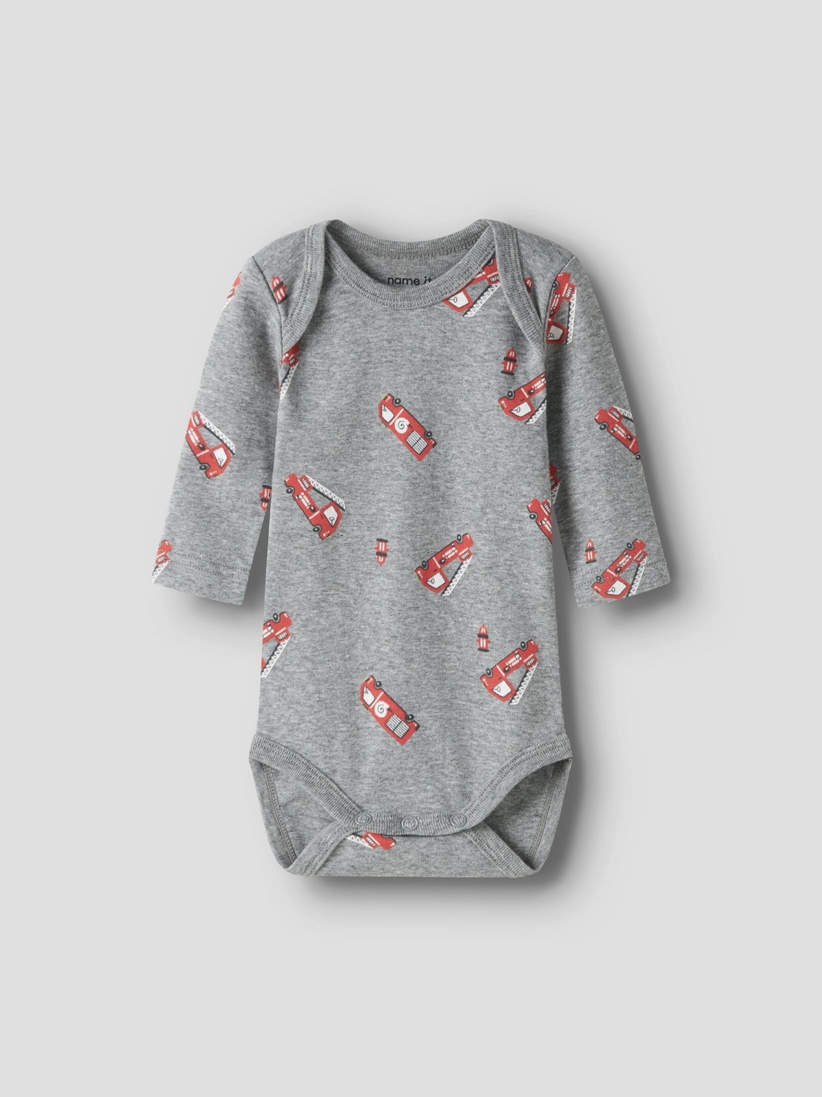 Name It Body 3-Pack Long Sleeve Firetruck Grey Melange