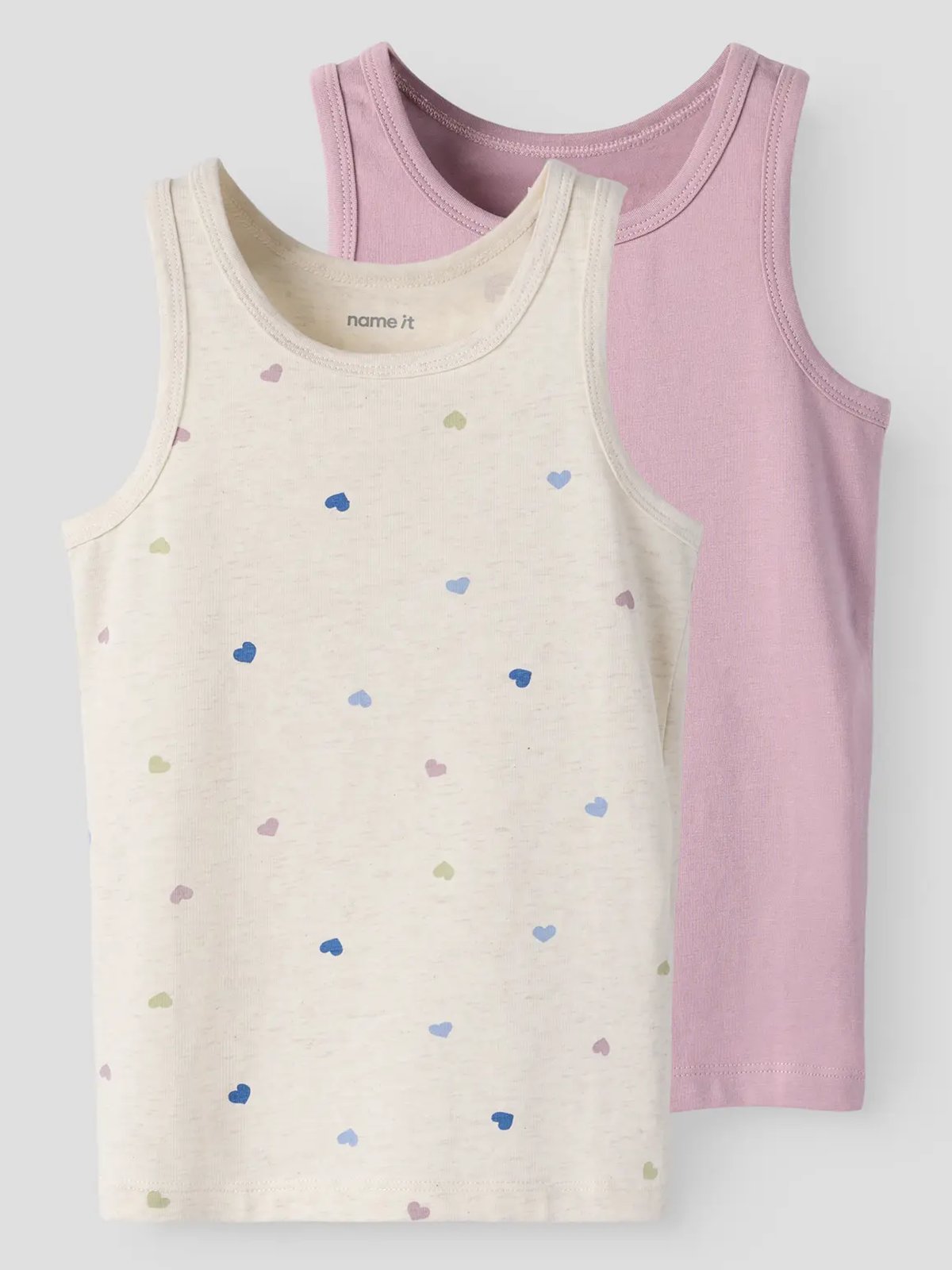 Name It Tank Top 2-Pakk Peyote Hearts Peyote Melange w/ Mauve Shadows