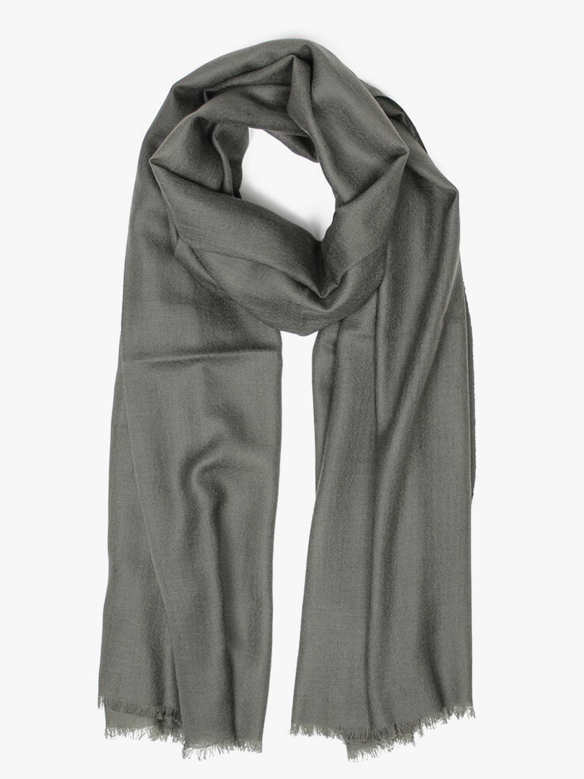 Nohr Studio Klassisk Ensfarget Ullskjerf Oliven Grønn