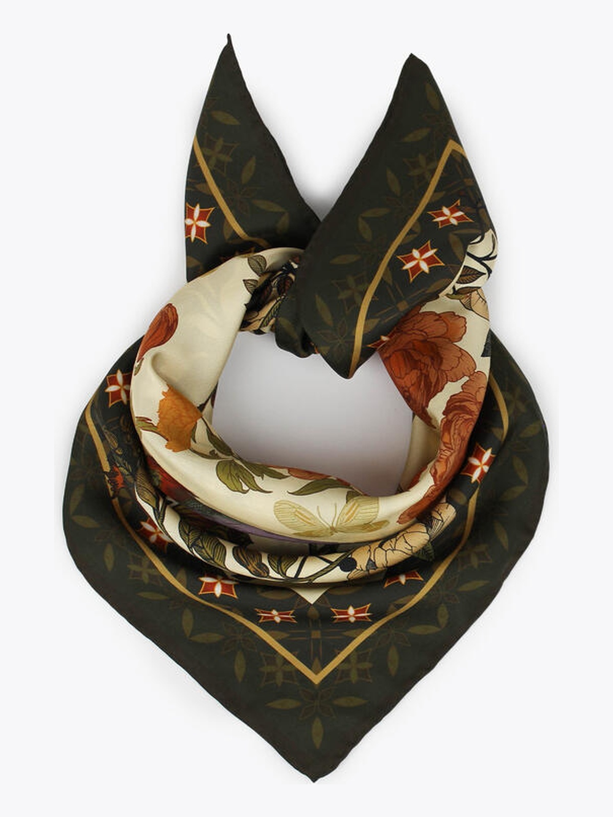 Nohr Studio Ronja Silk Scarf Oliven Grønn