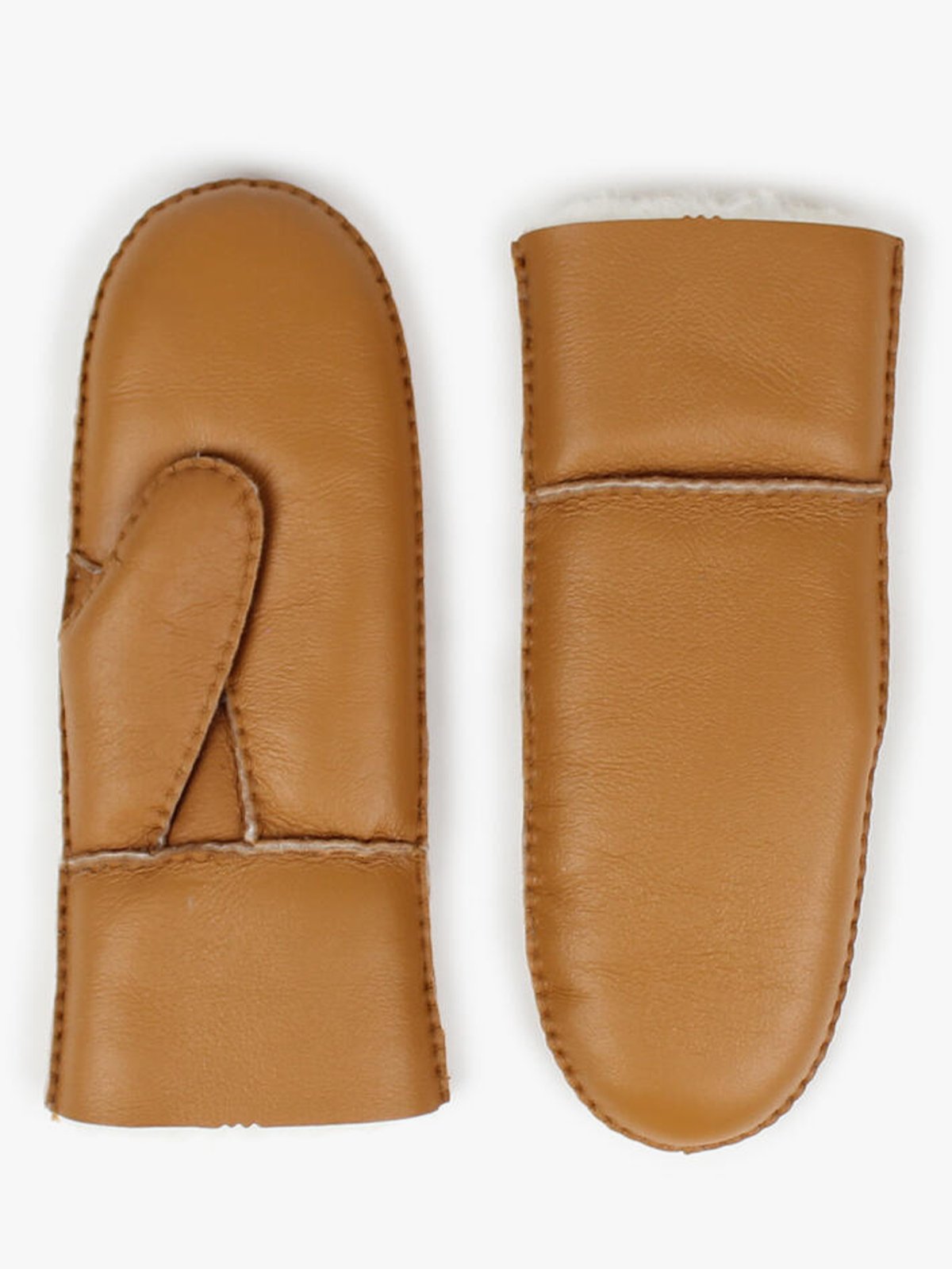 Nohr Studio Ina Leather Shearling Mittens Cognac