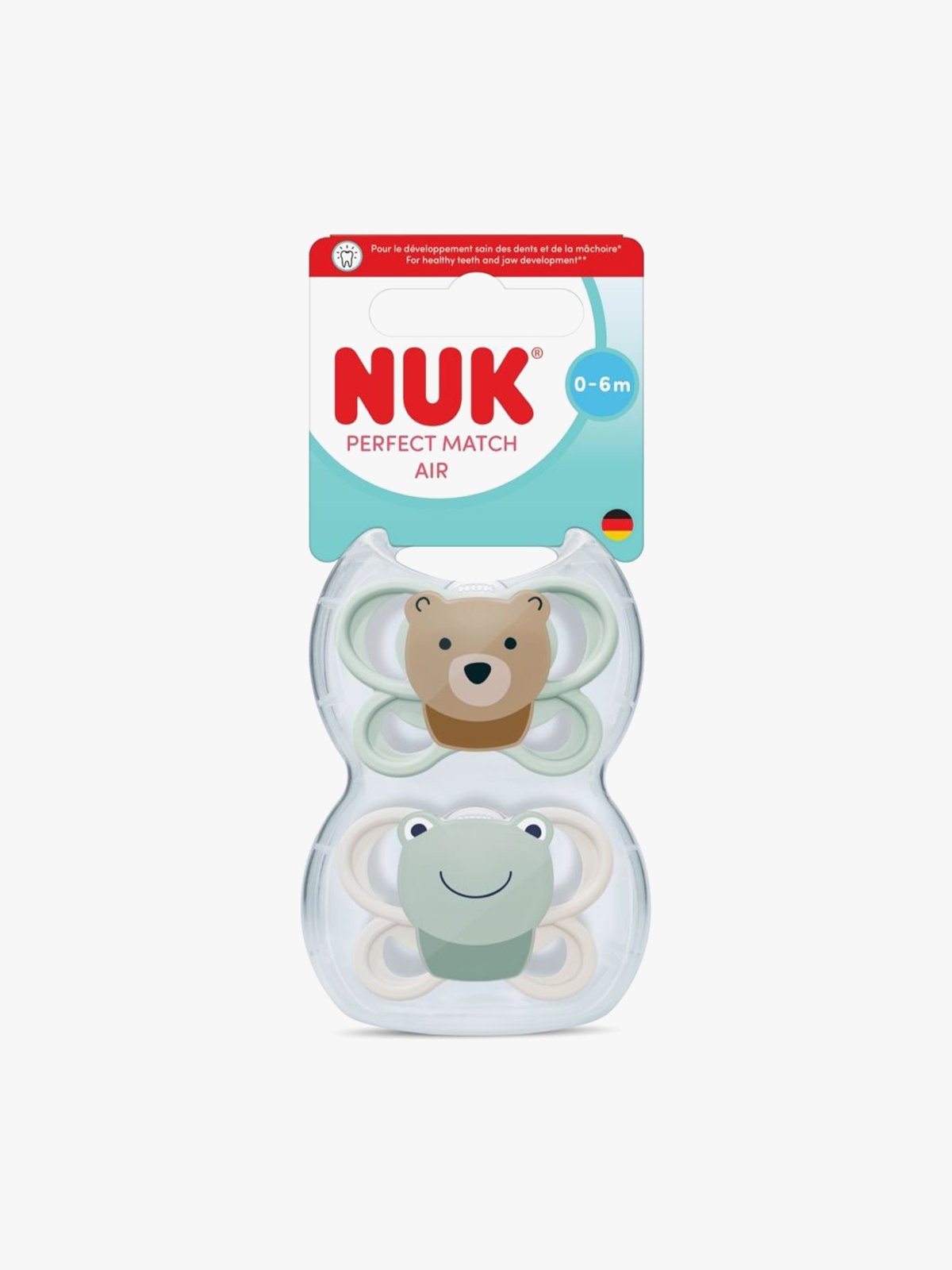 NUK Perfect Match smokk 0-6m Frog/Bear Flerfarget