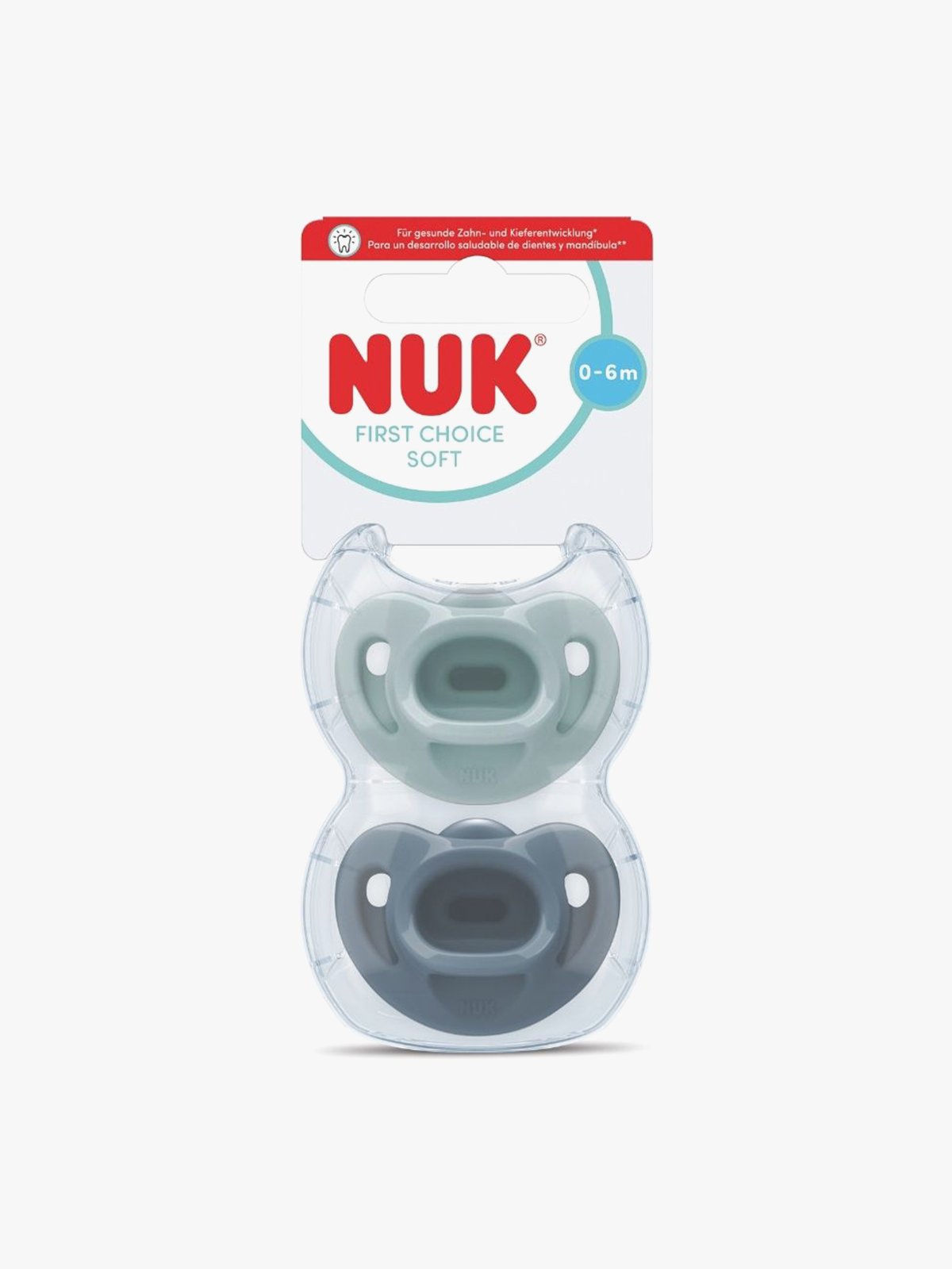 NUK Pacifier First Choice Soft Blå/Grønn 0-6m Flerfarget