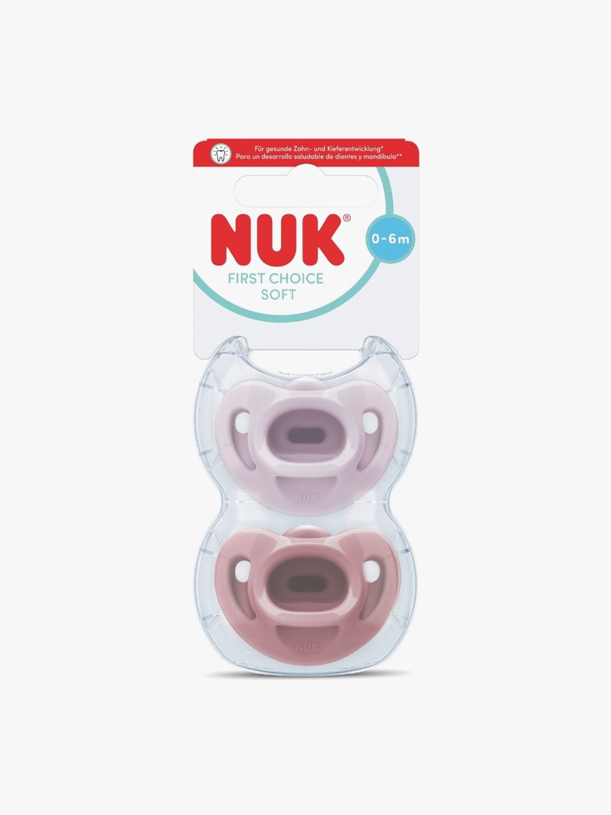 NUK Pacifier First Choice Soft Rosa/Lilla 0-6m Flerfarget