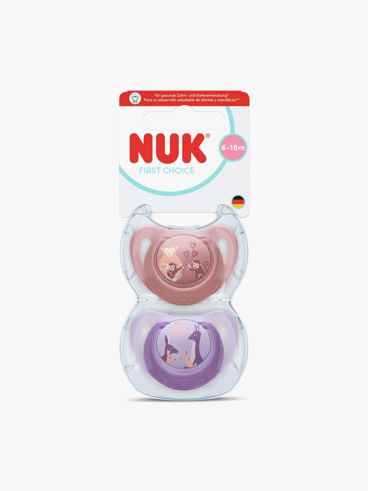 NUK Pacifier 1st Choice Monkey/Kangaroo 6-18m Flerfarget