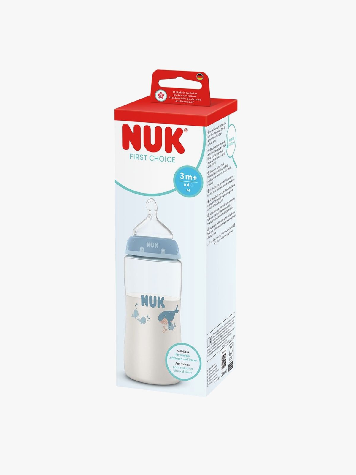 NUK 1st Choice learner Whale 300ml/3m+ Blå