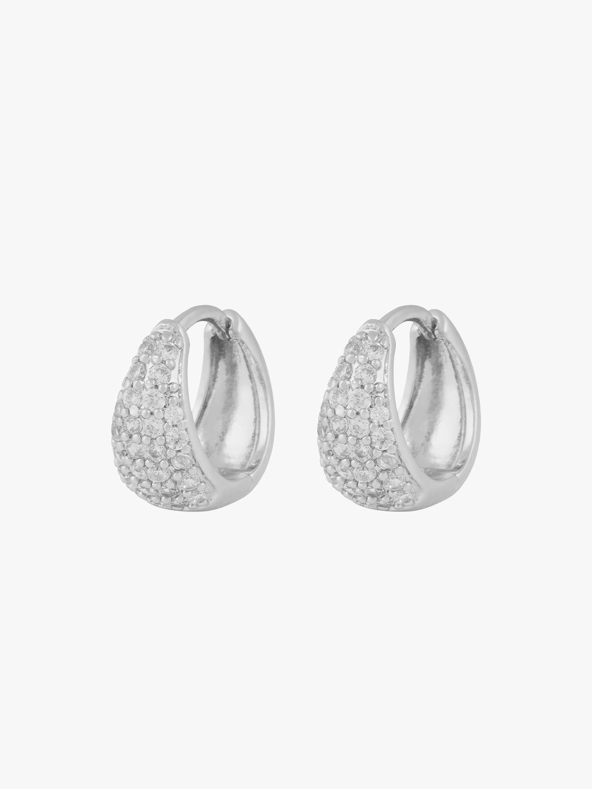 Snö Of Sweden Essential Honey Crystal Small Oval Ear Sølv