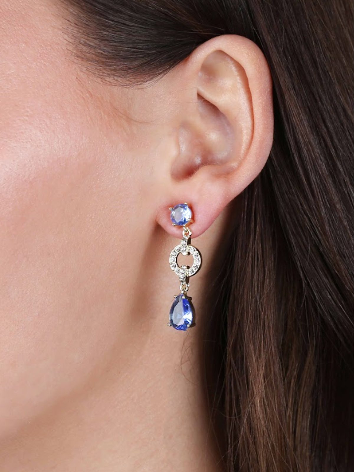 Snö Of Sweden Callie crystal ear Gold with light blue
