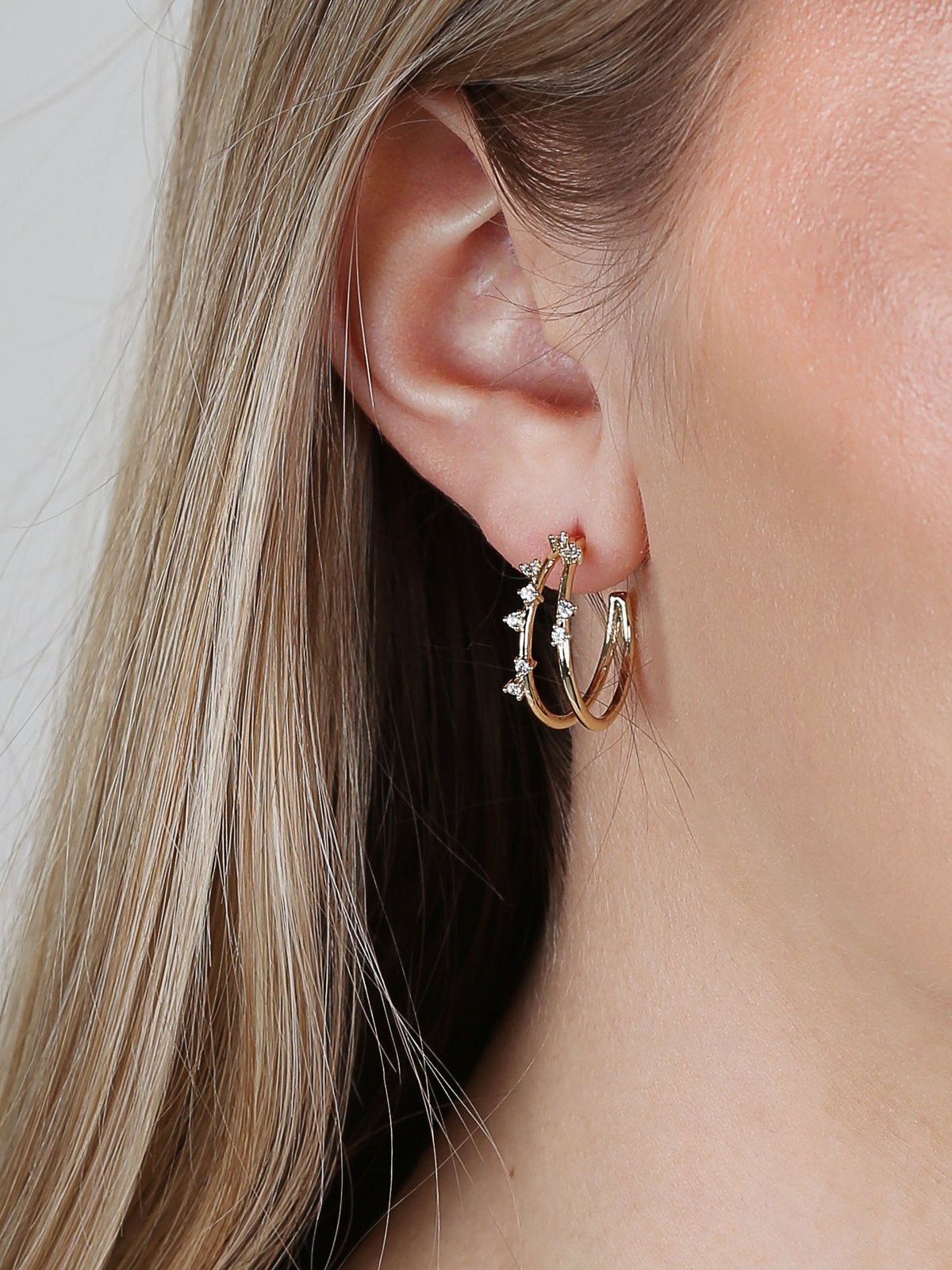 Snö Of Sweden Lorrie crystal double oval ear Gull