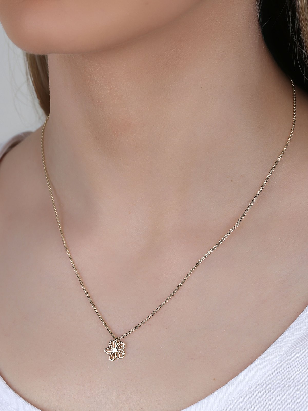 Snö Of Sweden Flora daisy pendant neck 42cm Gull