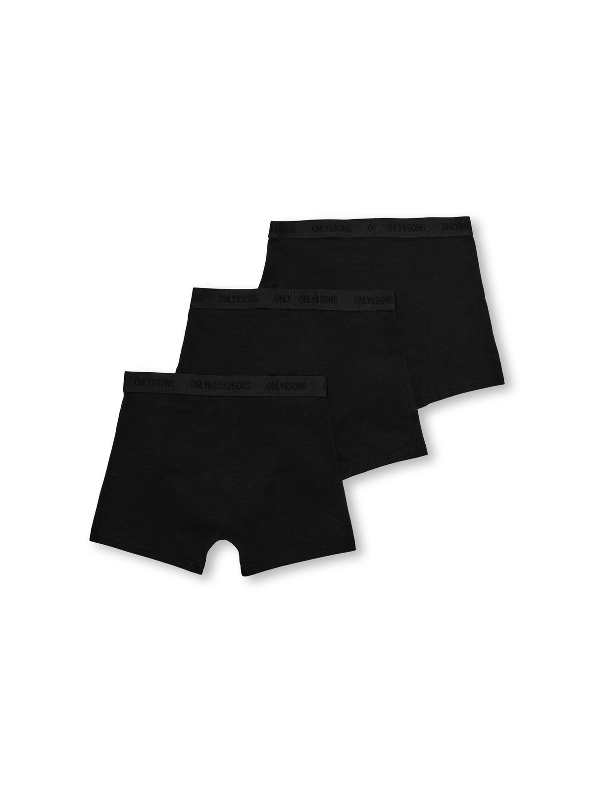 Only & Sons Jr Fitz Solid Black Boxer 3-Pack Black