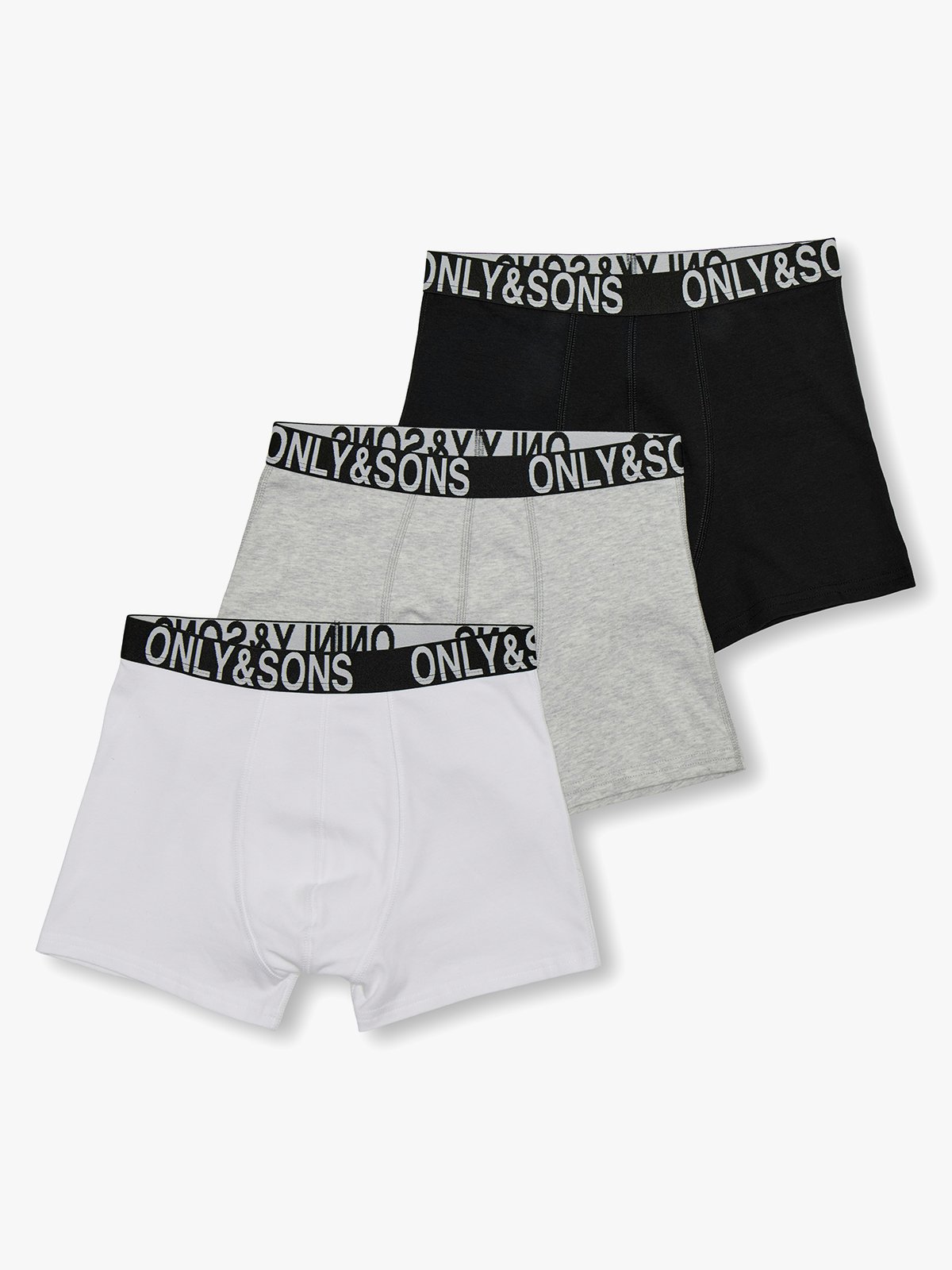 Only & Sons Jr Fitz Bold Logo Boxer 3-Pack Black