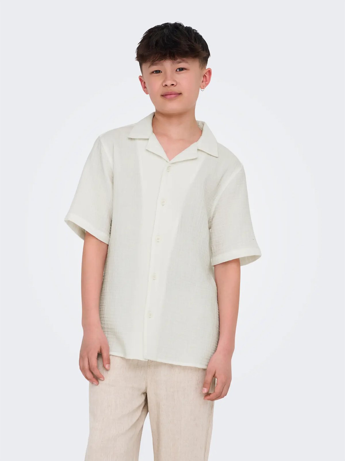 Only & Sons Jr Kyle Short Sleeve Shirt Woven Egret