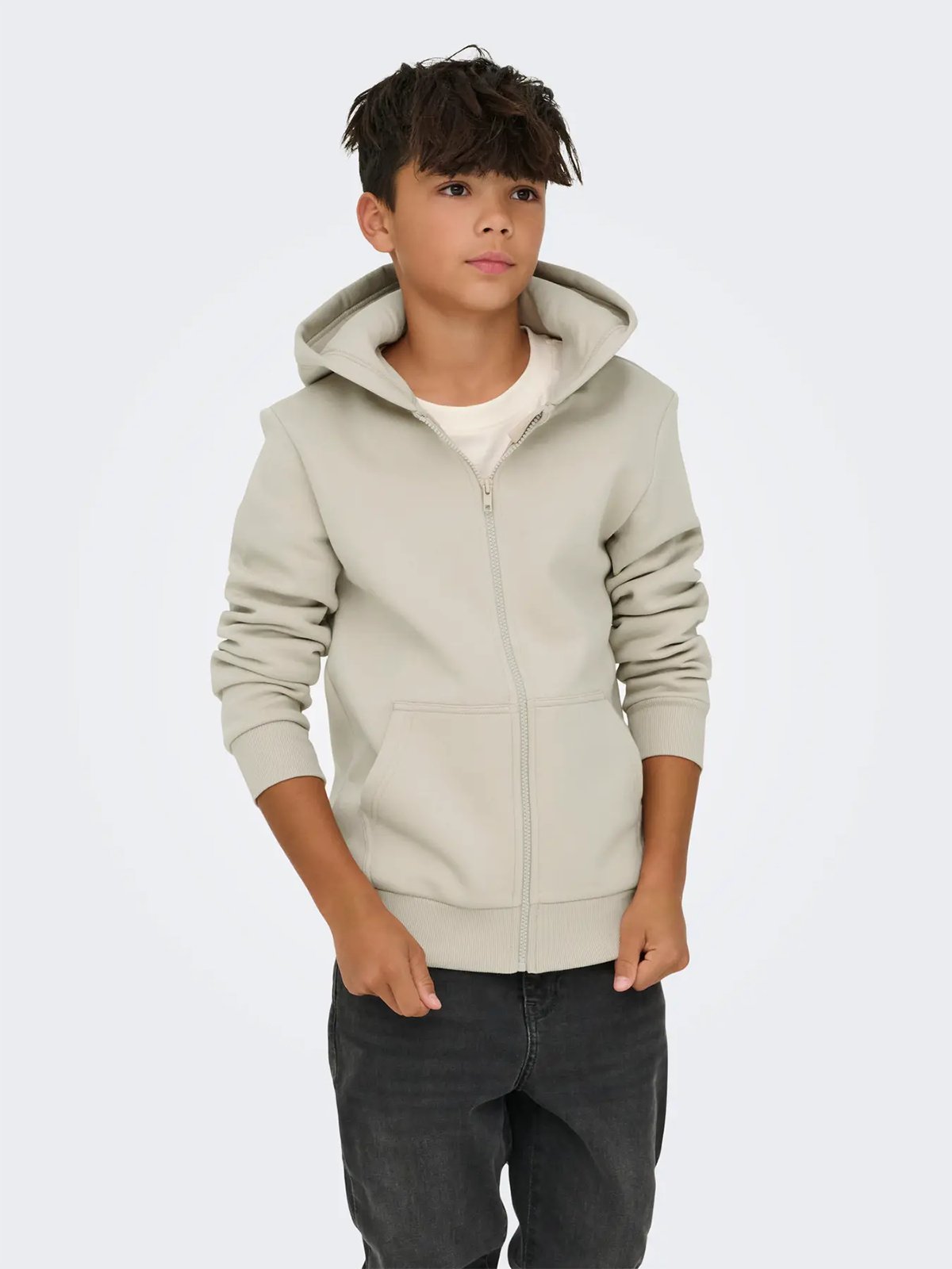 Only & Sons Jr Ceres Zip Hoodie Sweat Silver Lining
