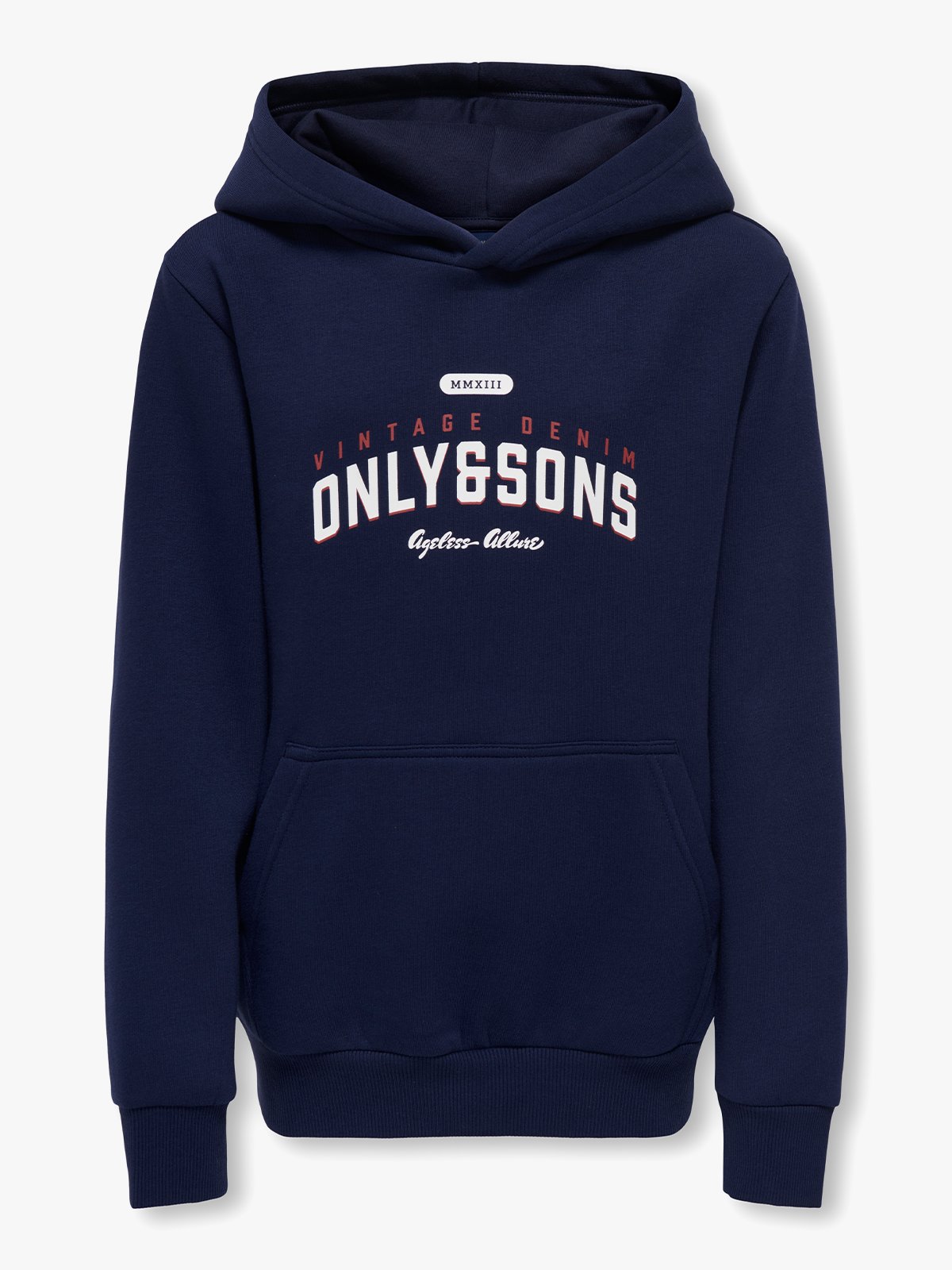 Only & Sons Jr Ceres Reg Vintage Print Hood Sweat Evening Blue