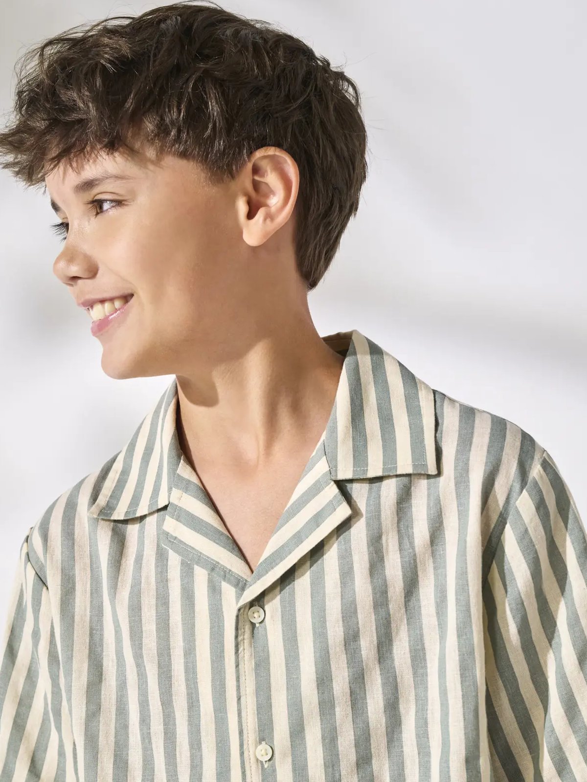 Only & Sons Jr Mattie Short Sleeve Striped Shirt Woven Iceberg Green Ecru