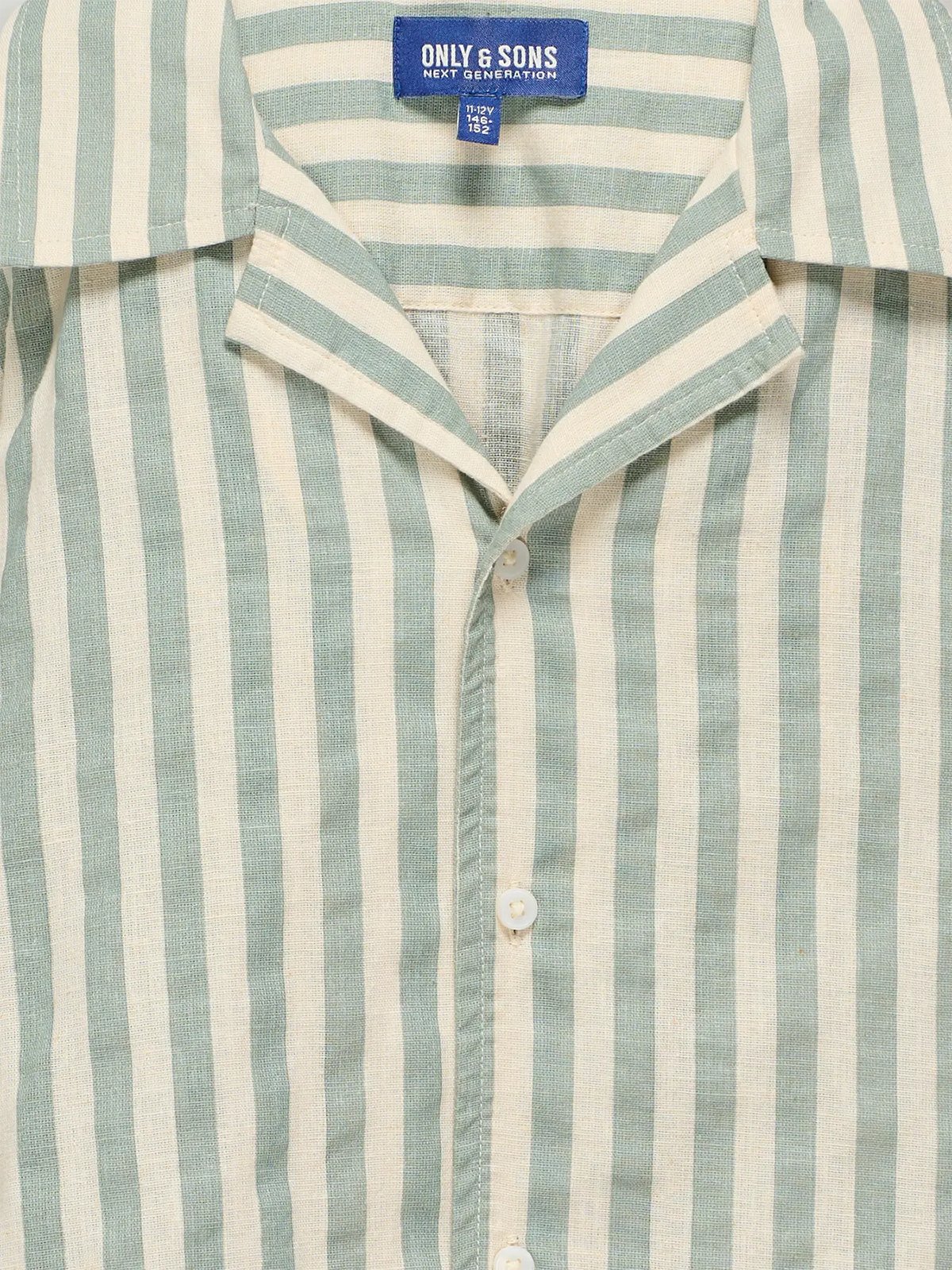 Only & Sons Jr Mattie Short Sleeve Striped Shirt Woven Iceberg Green Ecru