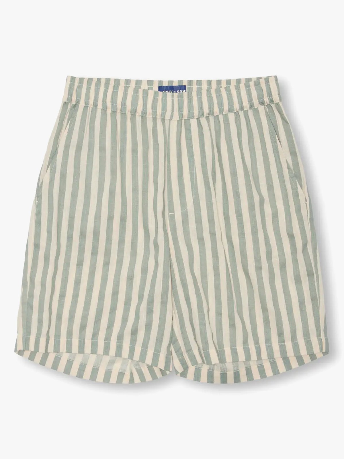 Only & Sons Jr Mattie Striped Shorts Woven Iceberg Green Ecru