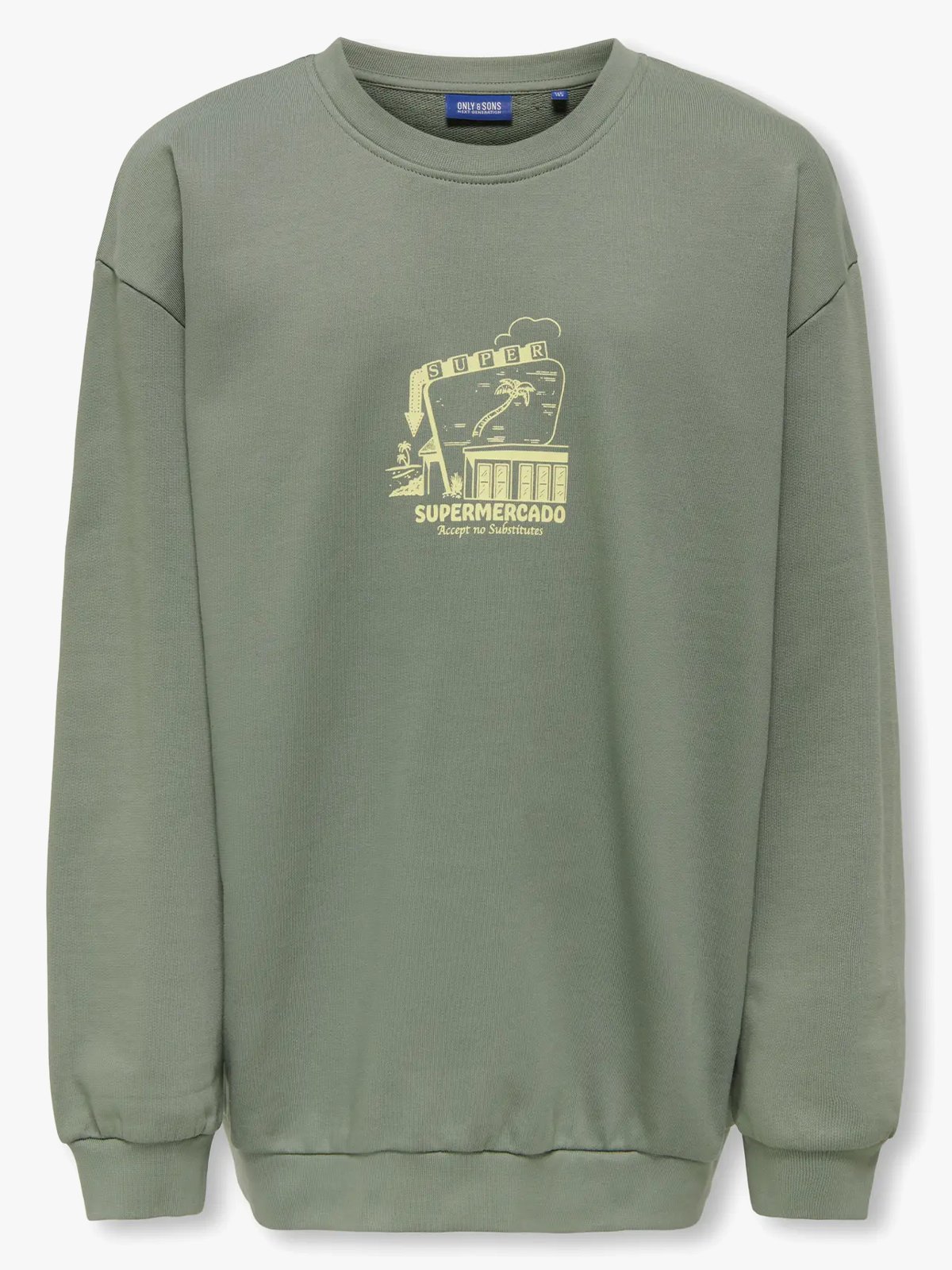 Only & Sons Jr Sumon Long Sleeve O-Neck Sweat Agave Green Casa De Mexico