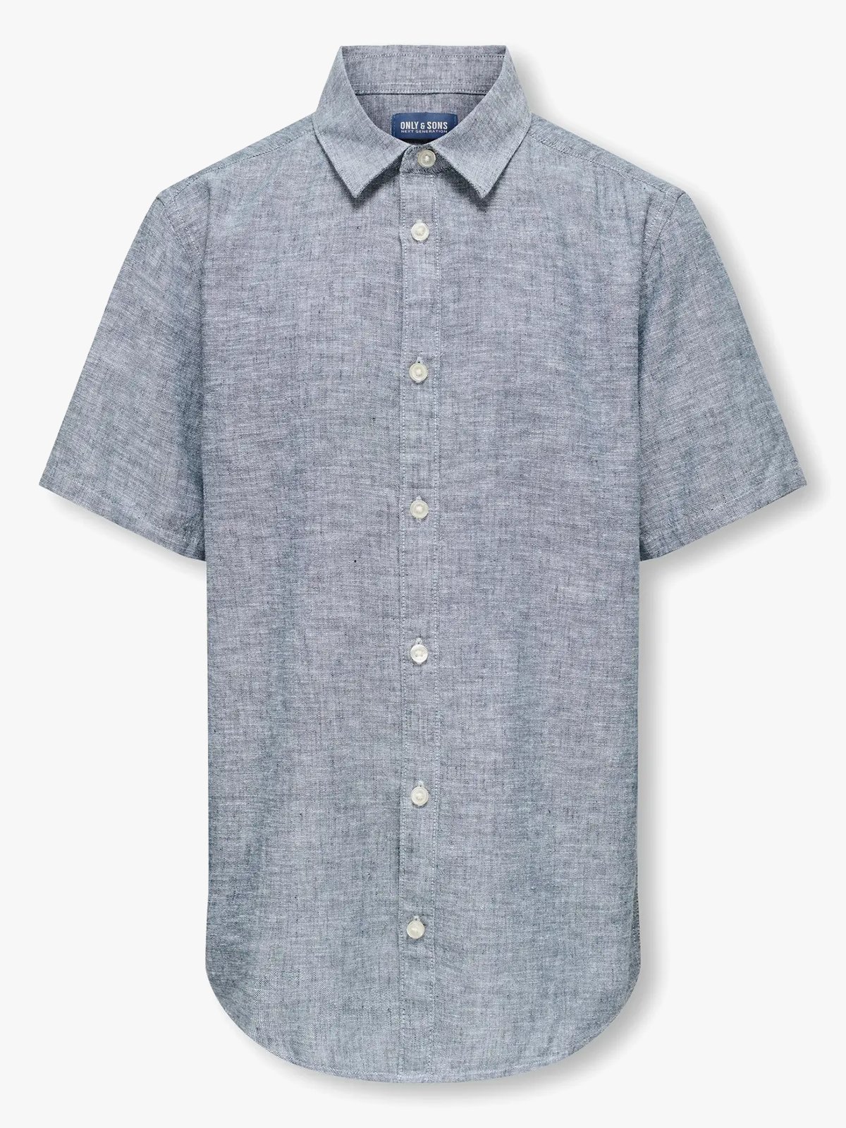 Only & Sons Jr Caiden Life Short Sleeve Solid Linen Shirt Woven Dress Blues