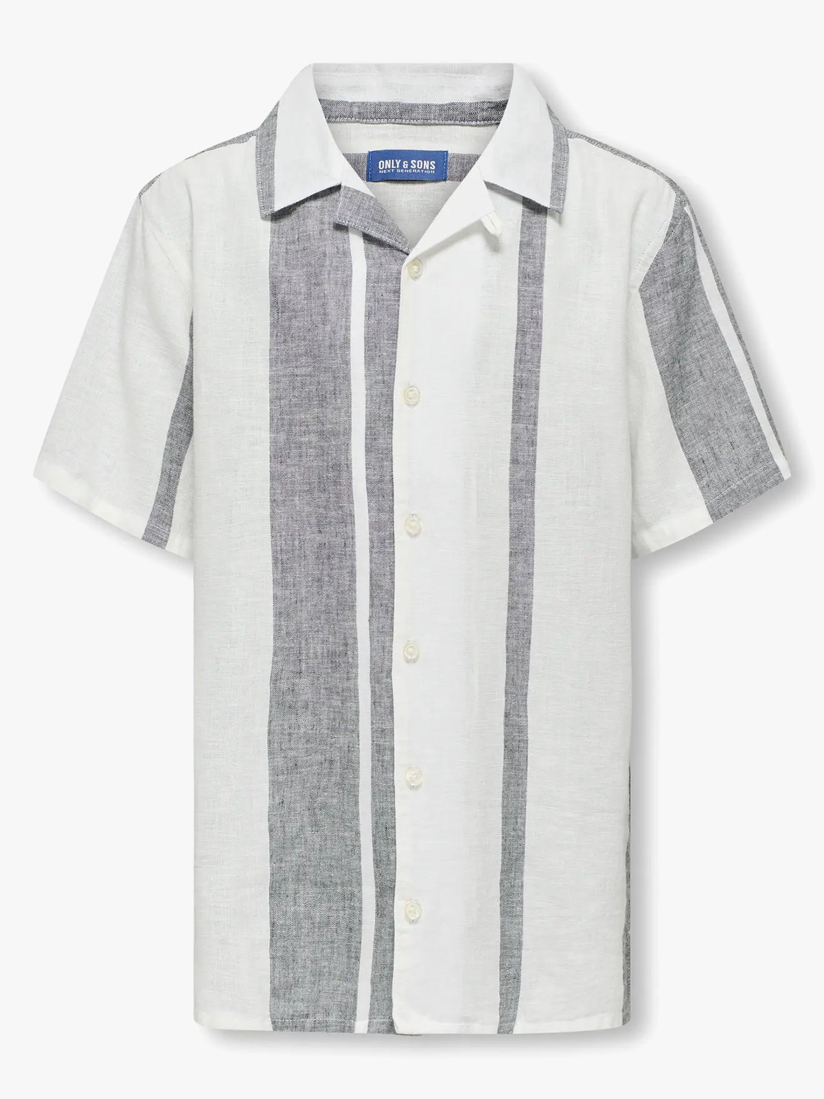 Only & Sons Jr Caiden Life Short Sleeve Stripe Linen Resort Woven Cloud Dancer Dress Blue