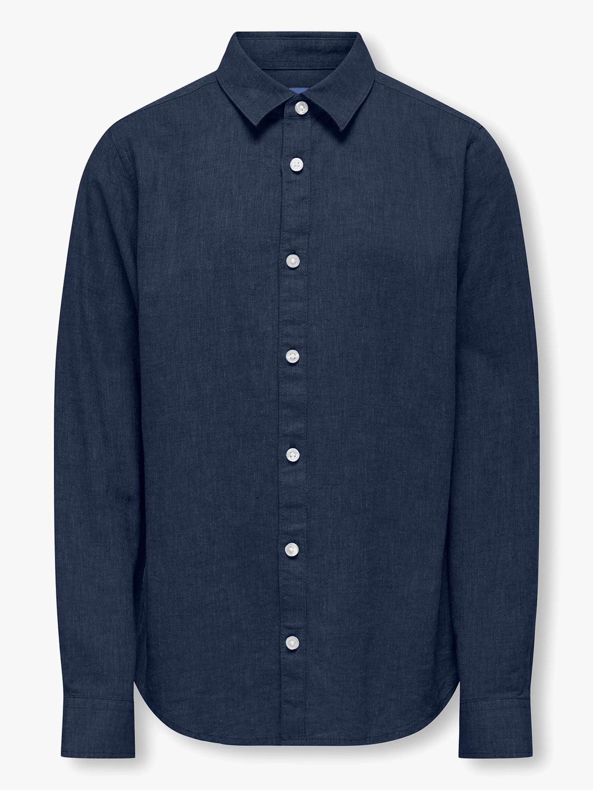 Only & Sons Jr Caiden Life Long Sleeve Solid Linen Shirt Dress Blues