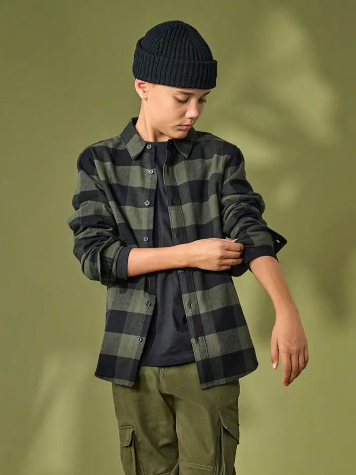 Only & Sons Jr Gudmund Long Sleeve Checked Shirt Forest Night