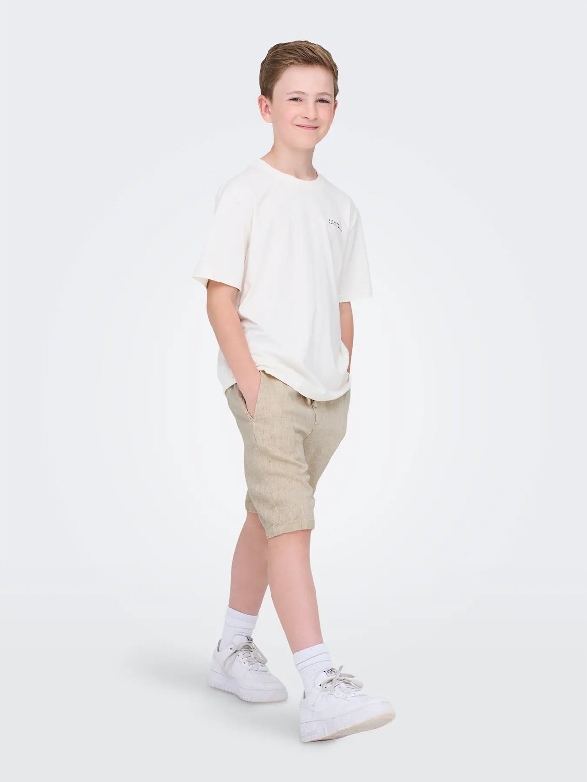 Only & Sons Jr Tel Visc Lin Shorts Oatmeal