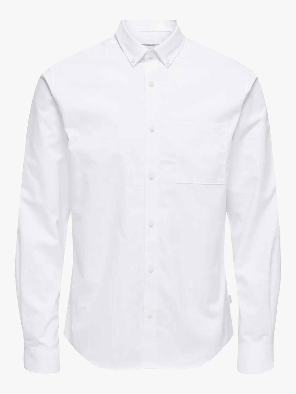 Only & Sons Alvaro Slim Long Sleeve Oxford Shirt White