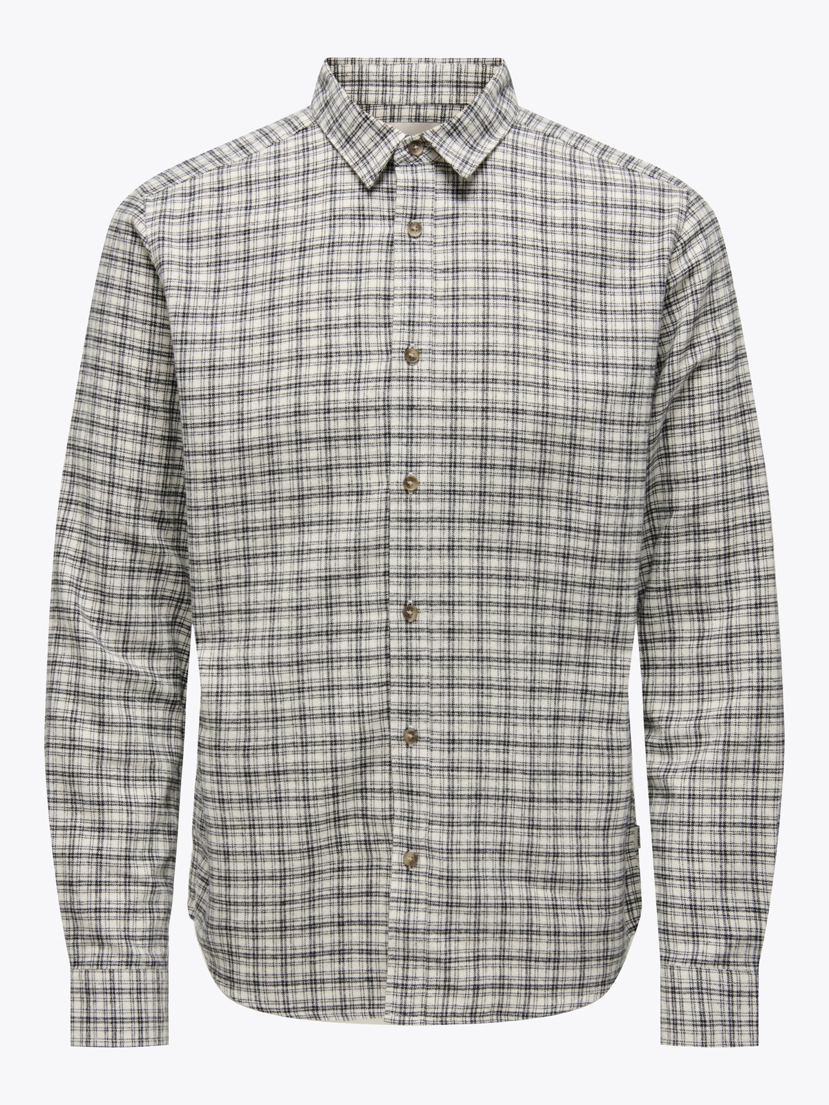 Only & Sons Gudmund Long Sleeve Checked Shirt Egret JET BLACK
