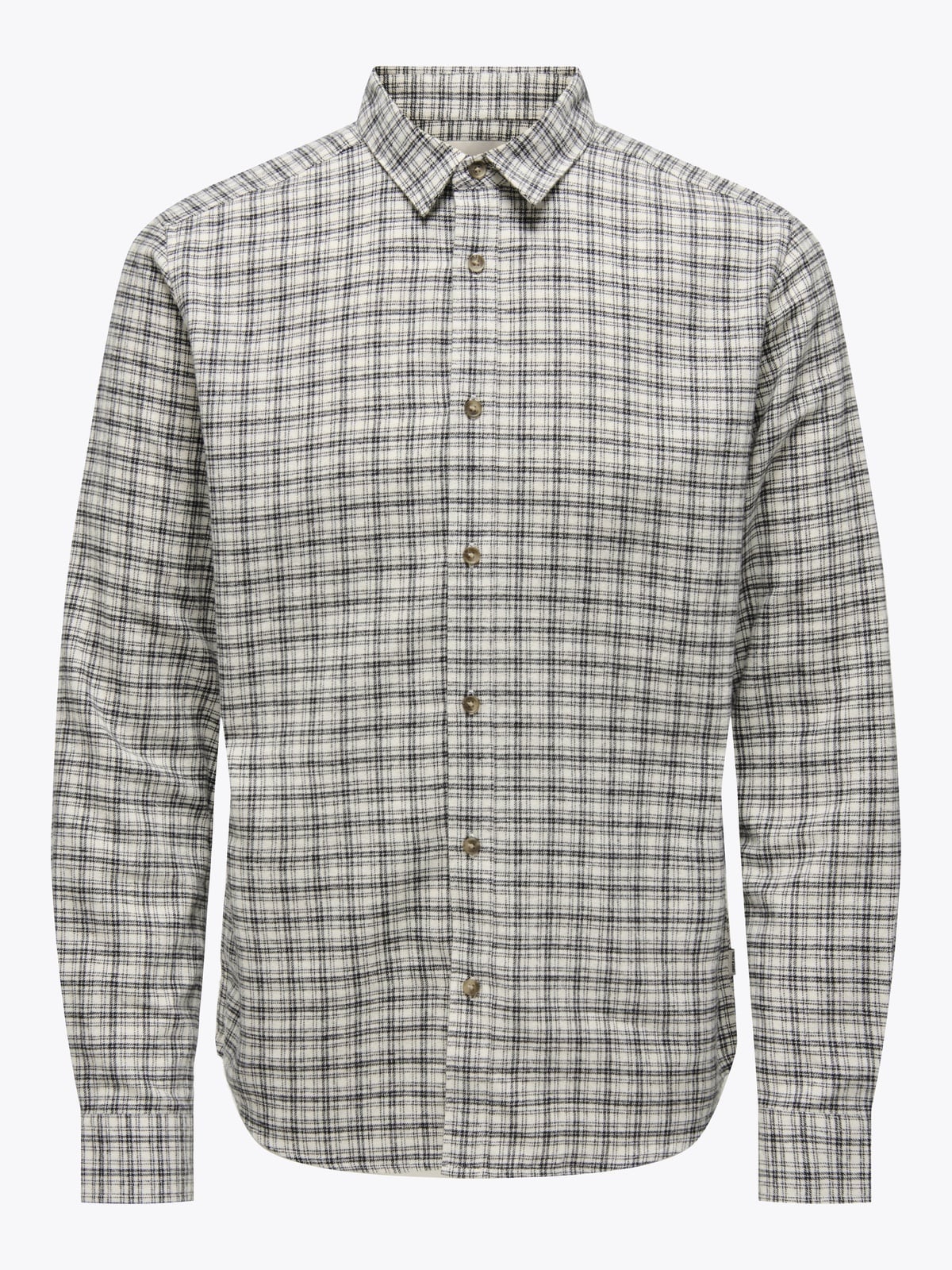 Only & Sons Gudmund Long Sleeve Checked Shirt Egret JET BLACK