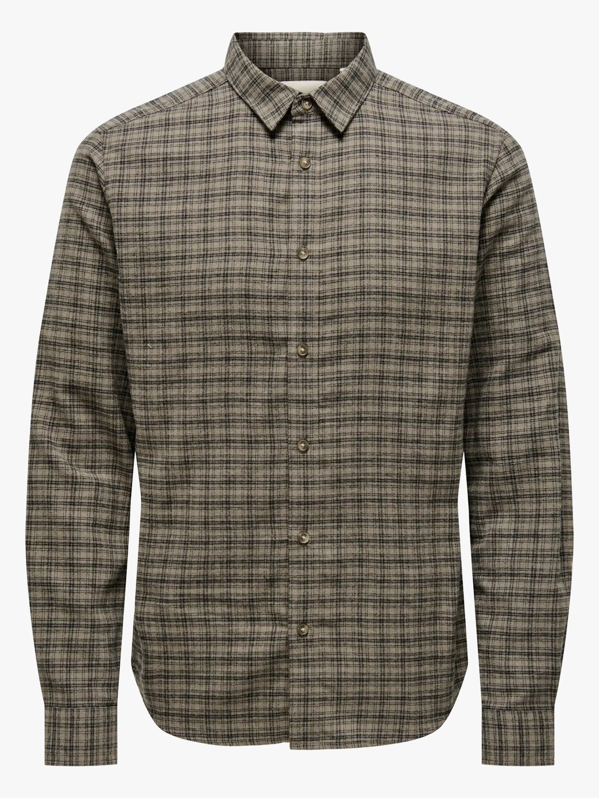 Only & Sons Gudmund Long Sleeve Checked Shirt Walnut JET BLACK