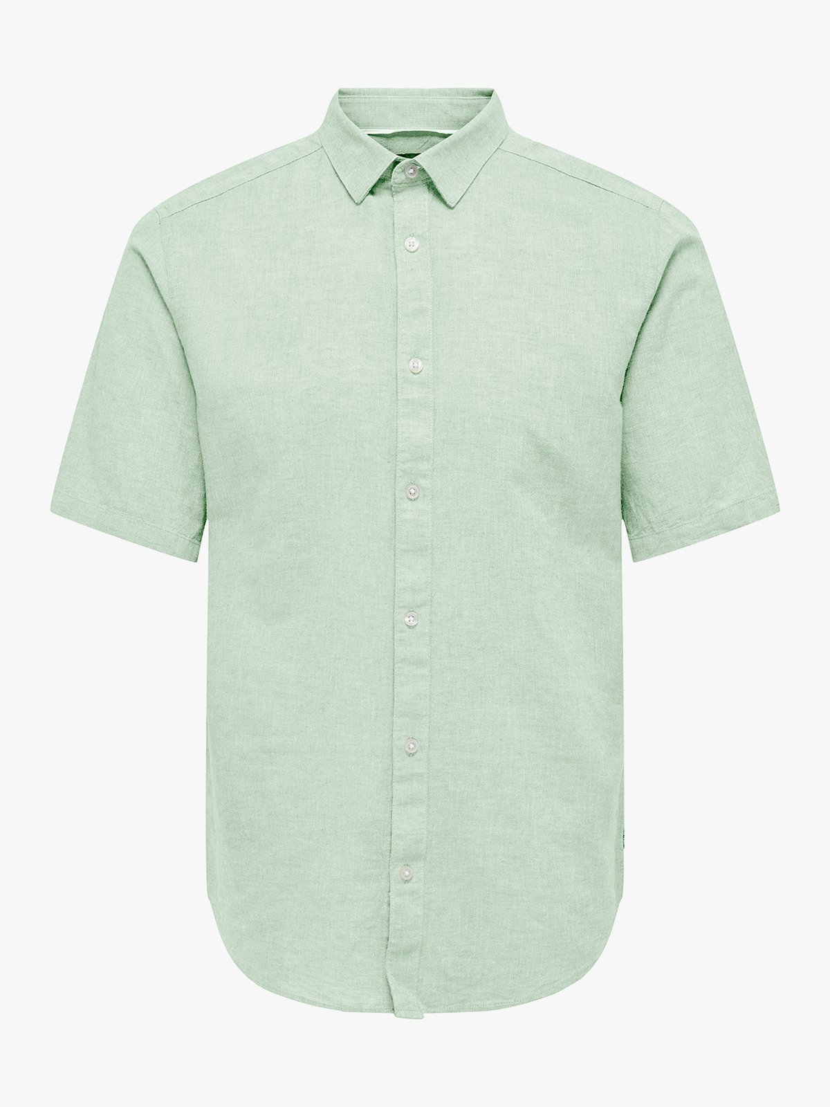 Only & Sons Caiden Short Sleeve Solid Linen Shirt Quiet Green