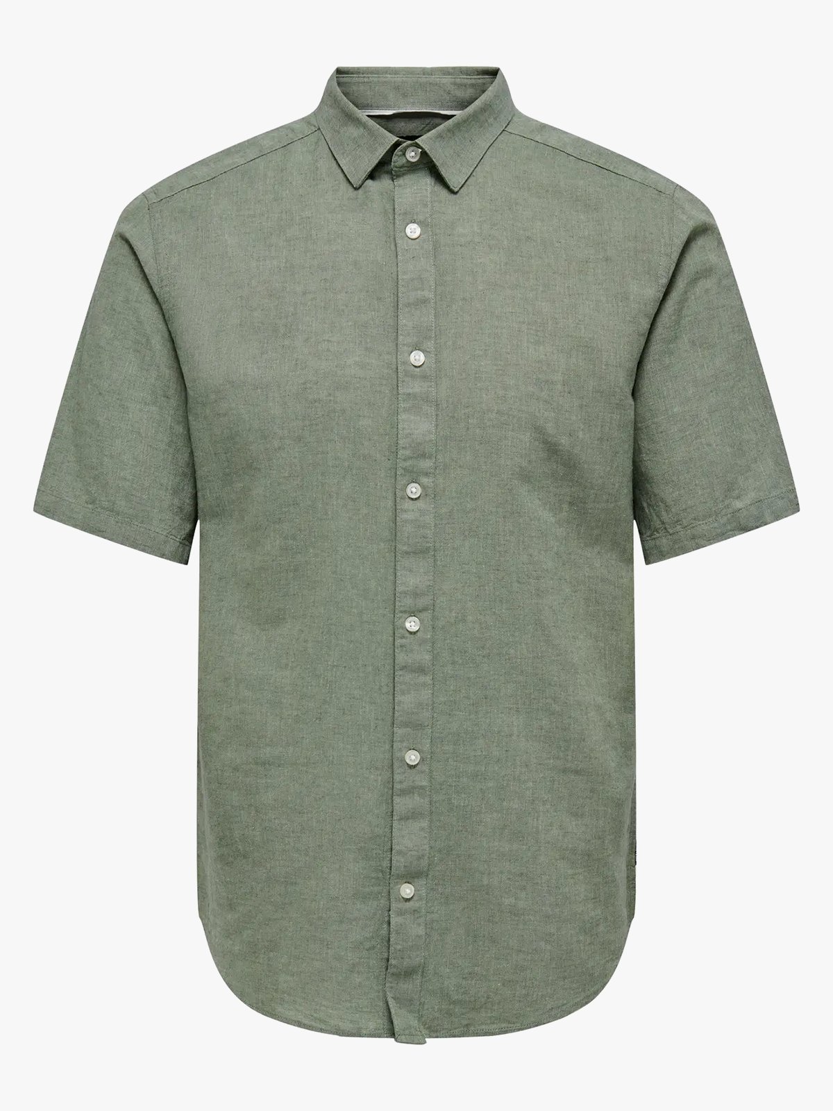 Only & Sons Caiden Short Sleeve Solid Linen Shirt Swamp