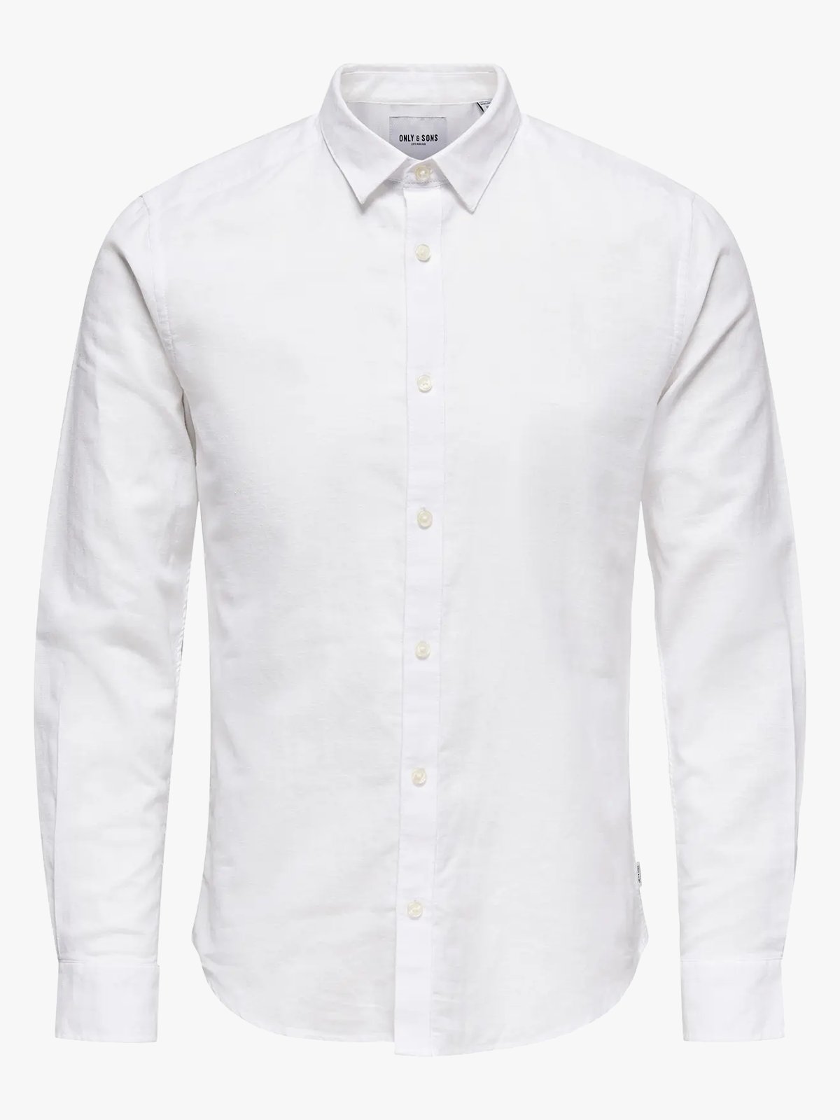 Only & Sons Caiden Long Sleeve Solid Linen Blend Shirt White