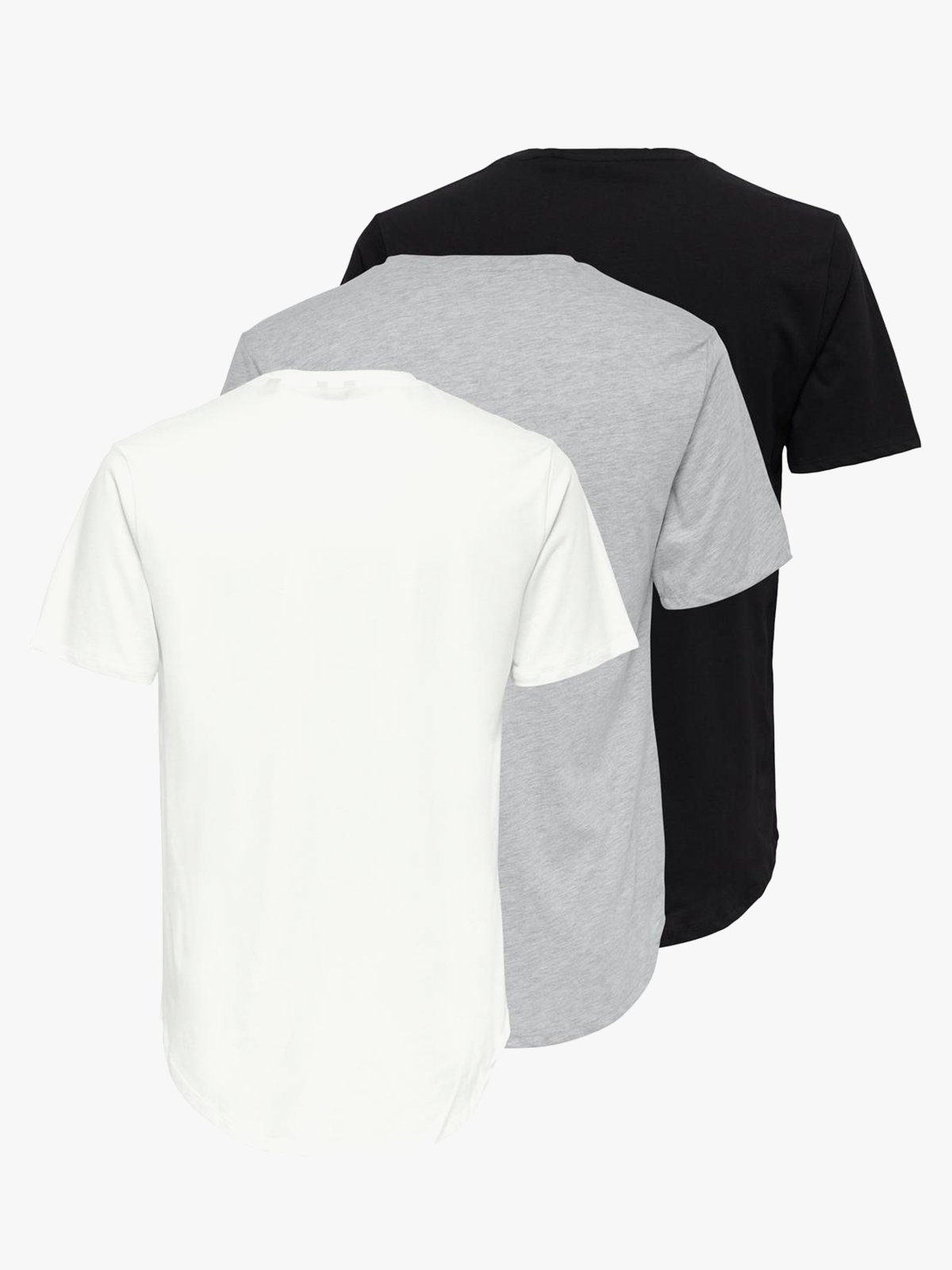 Only & Sons Matt Longy Short Sleeve Tee 3-Pack White / Grey / Black