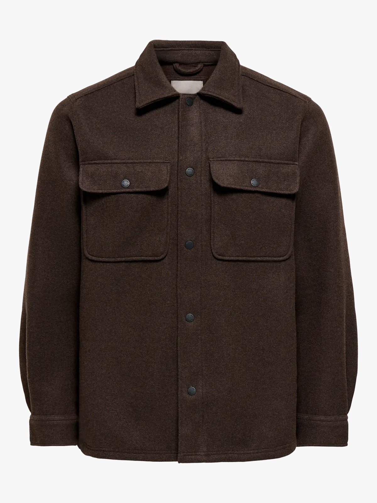 Only & Sons Only & Sons Ash Woolen Look Long Sleeve Shirt Demitasse Melange