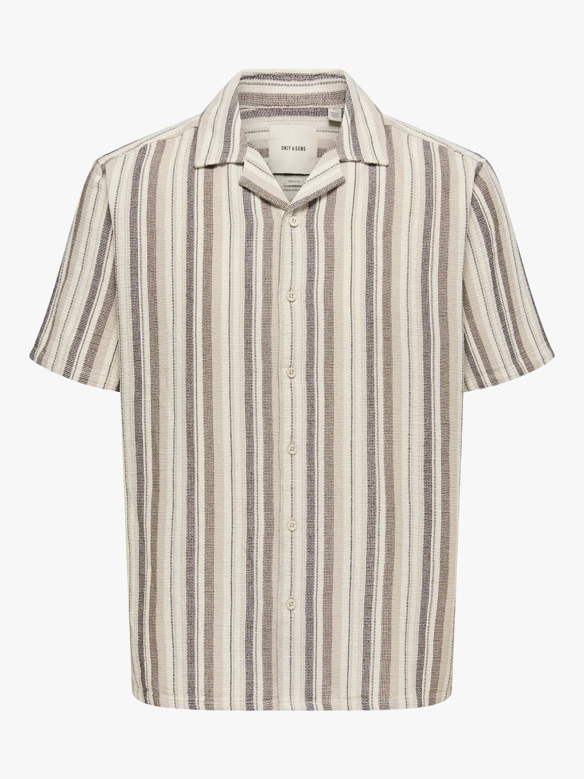 Only & Sons Trev Life Structure Stripe Short Sleeve Shirt Gardenia Coffe Bean / Teak / Irish Cream