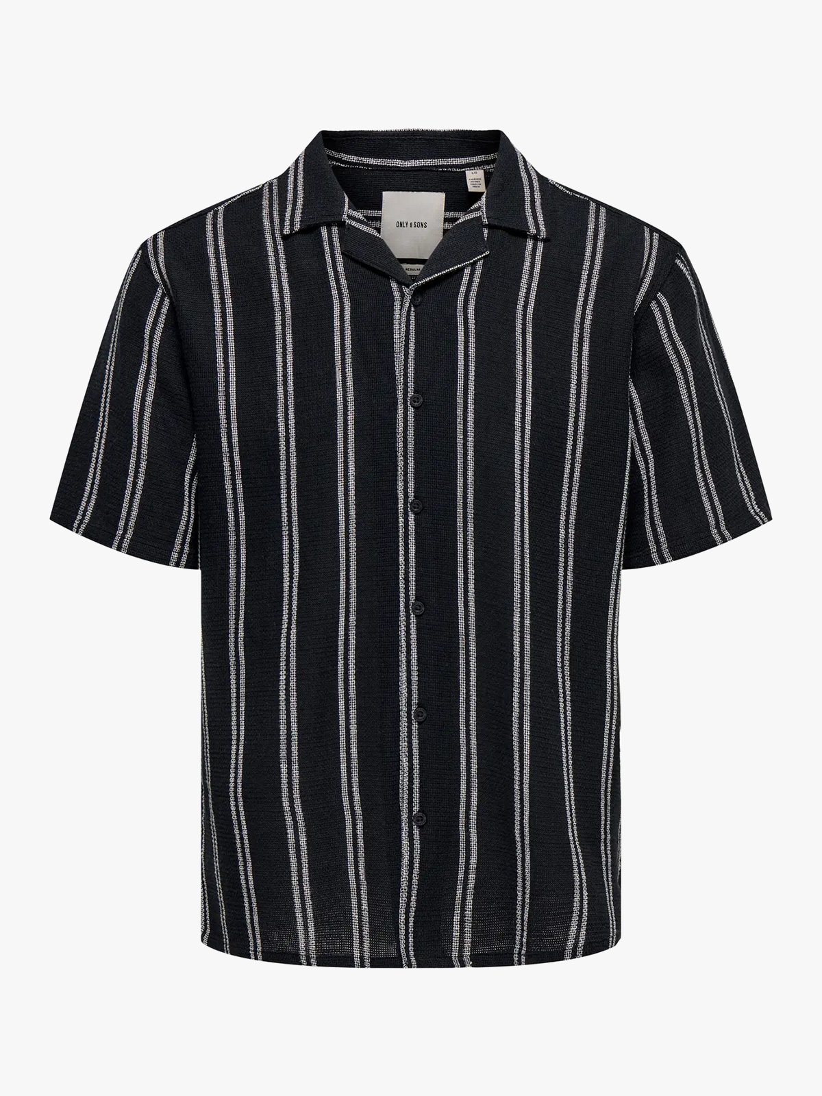 Only & Sons Trev Life Structure Stripe Short Sleeve Shirt Dark Navy