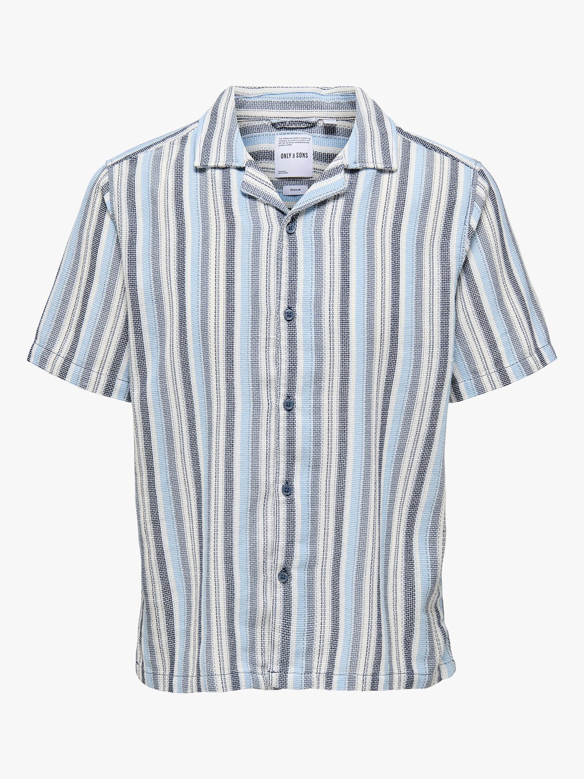 Only & Sons Trev Life Structure Stripe Short Sleeve Shirt Vintage Indigo