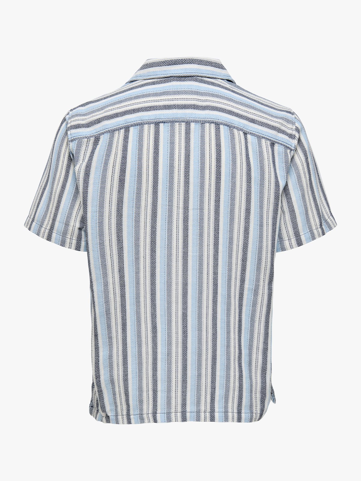 Only & Sons Trev Life Structure Stripe Short Sleeve Shirt Vintage Indigo
