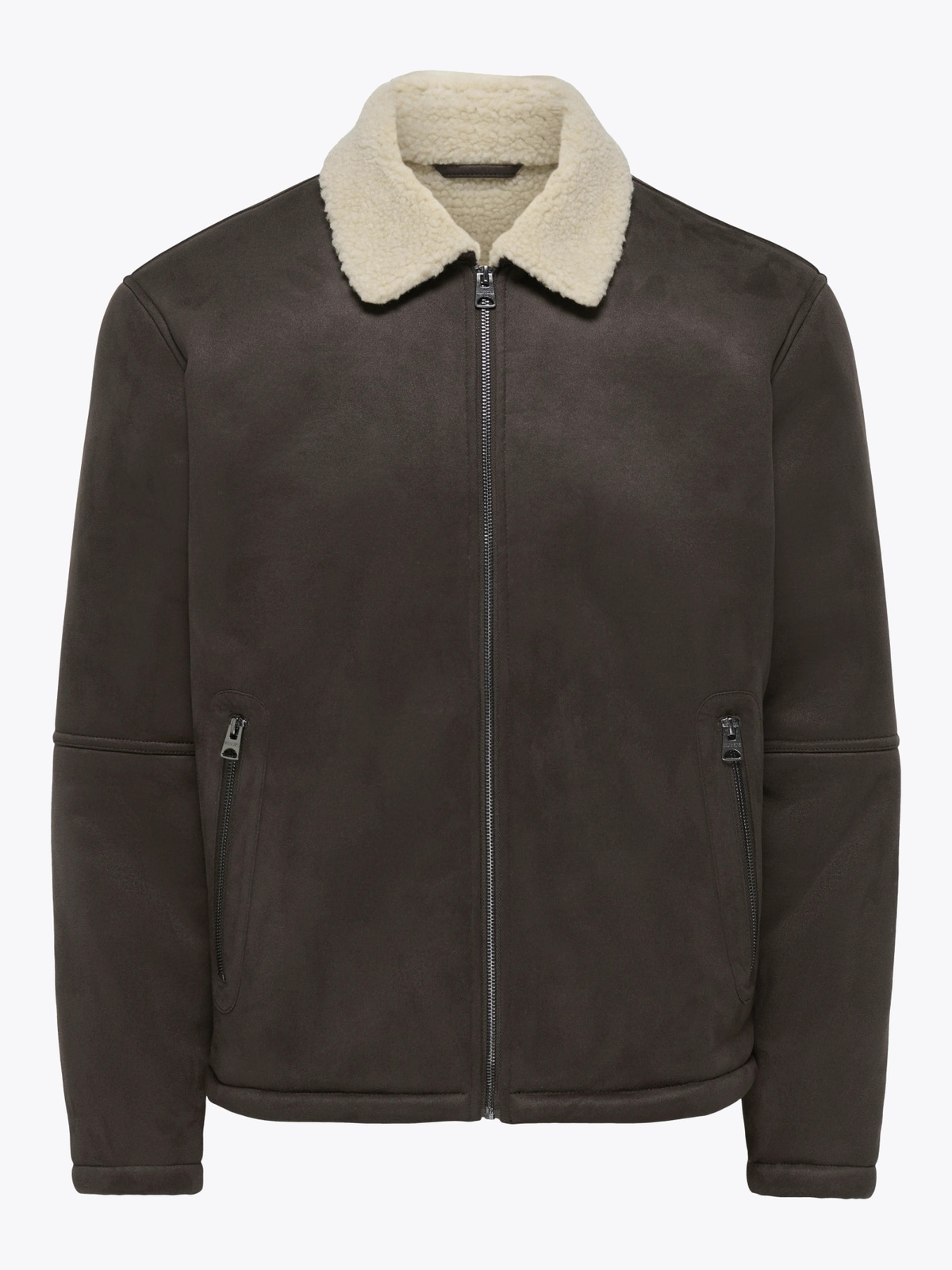Only & Sons Royce Shearling Jacket Hot Fudge