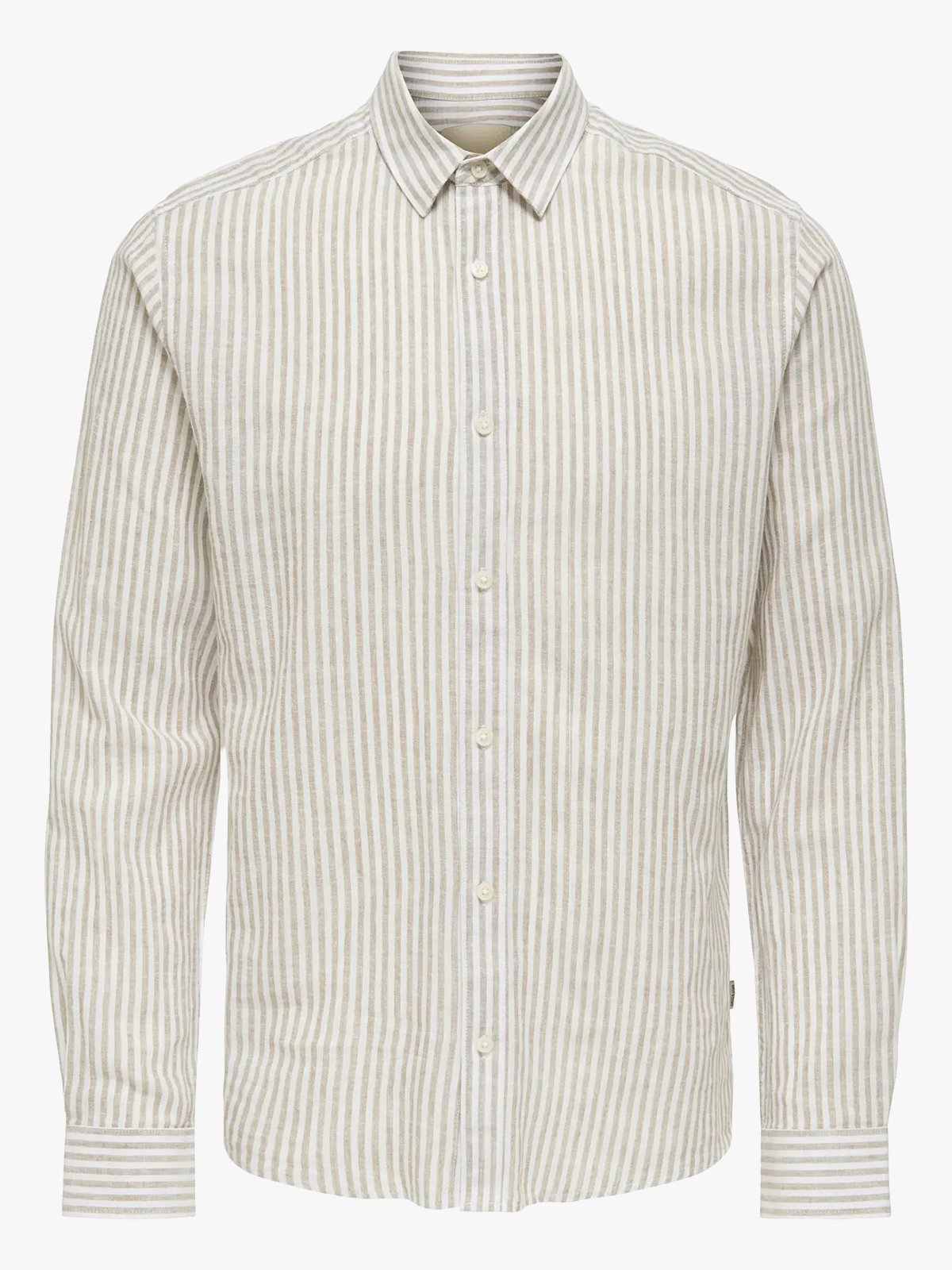 Only & Sons Caiden Life Long Sleeve Stripe Linen Chinchilla