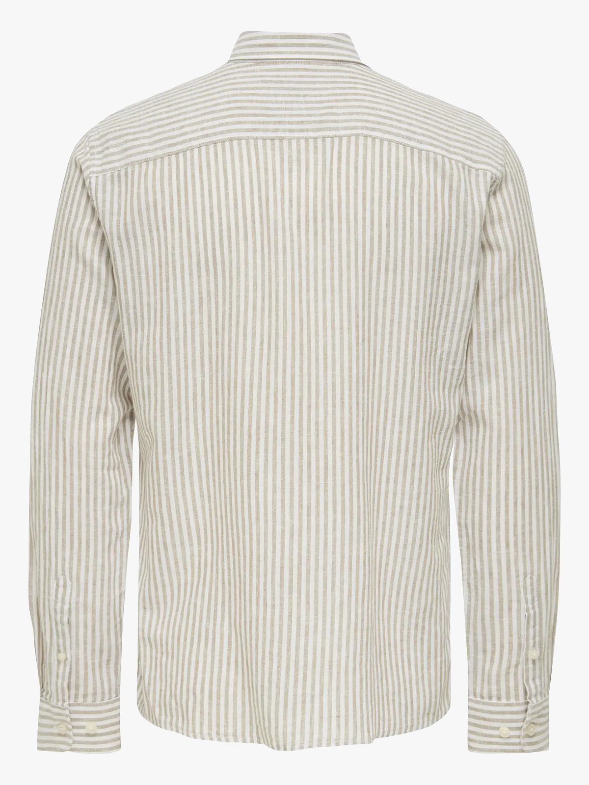 Only & Sons Caiden Life Long Sleeve Stripe Linen Chinchilla