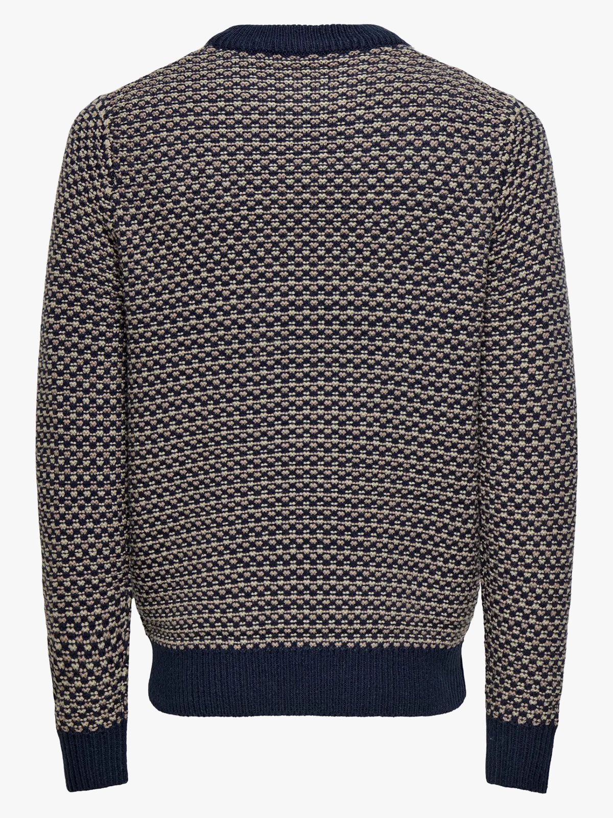 Only & Sons Musa Regular 3 Structured Crew Knit Navy Blazer Desert Taupe + Teak