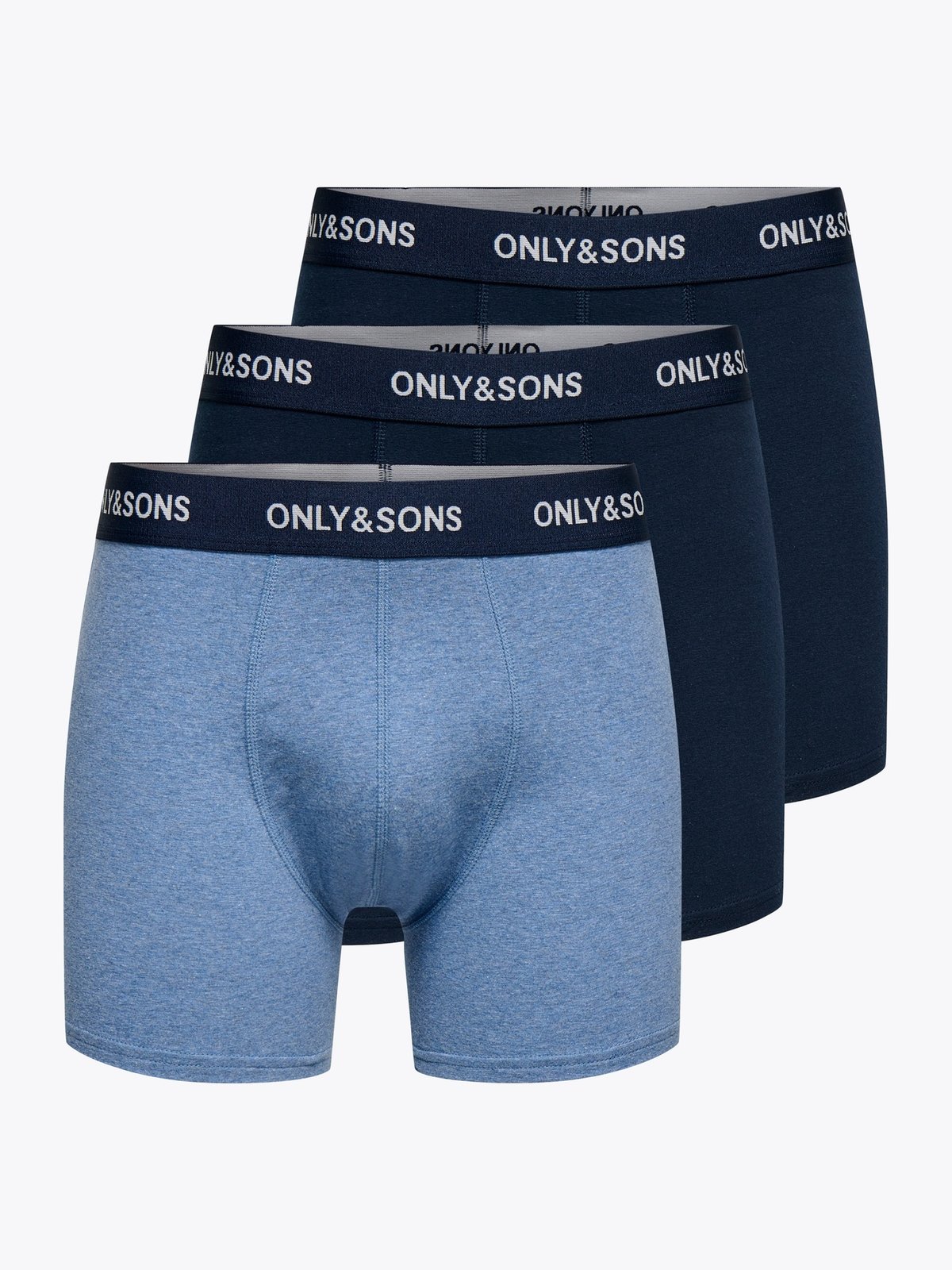Only & Sons Fitz Solid Black Boxer 3-Pack Medium Blue Melange MBM / Night sky