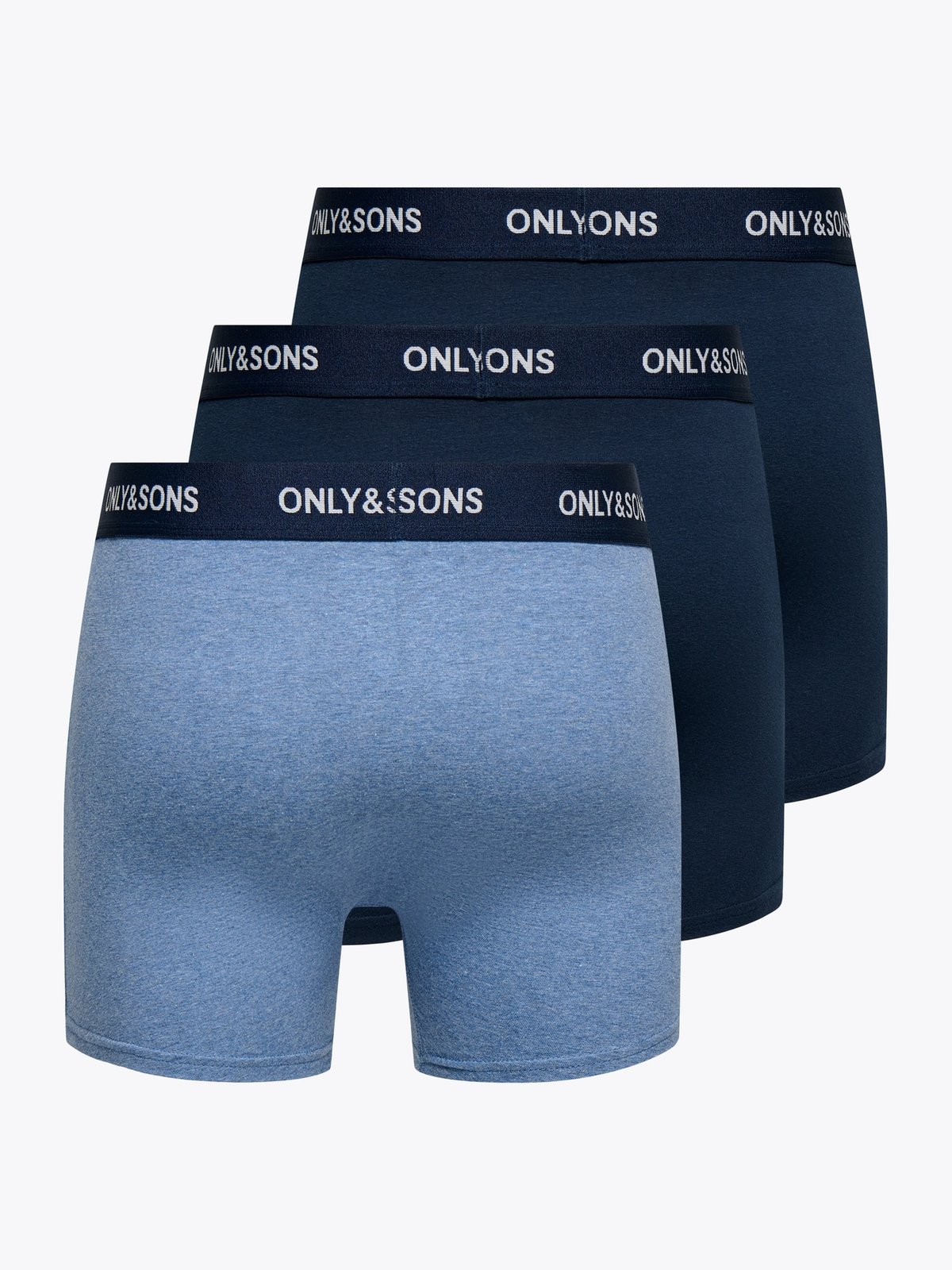 Only & Sons Fitz Solid Black Boxer 3-Pack Medium Blue Melange MBM / Night sky