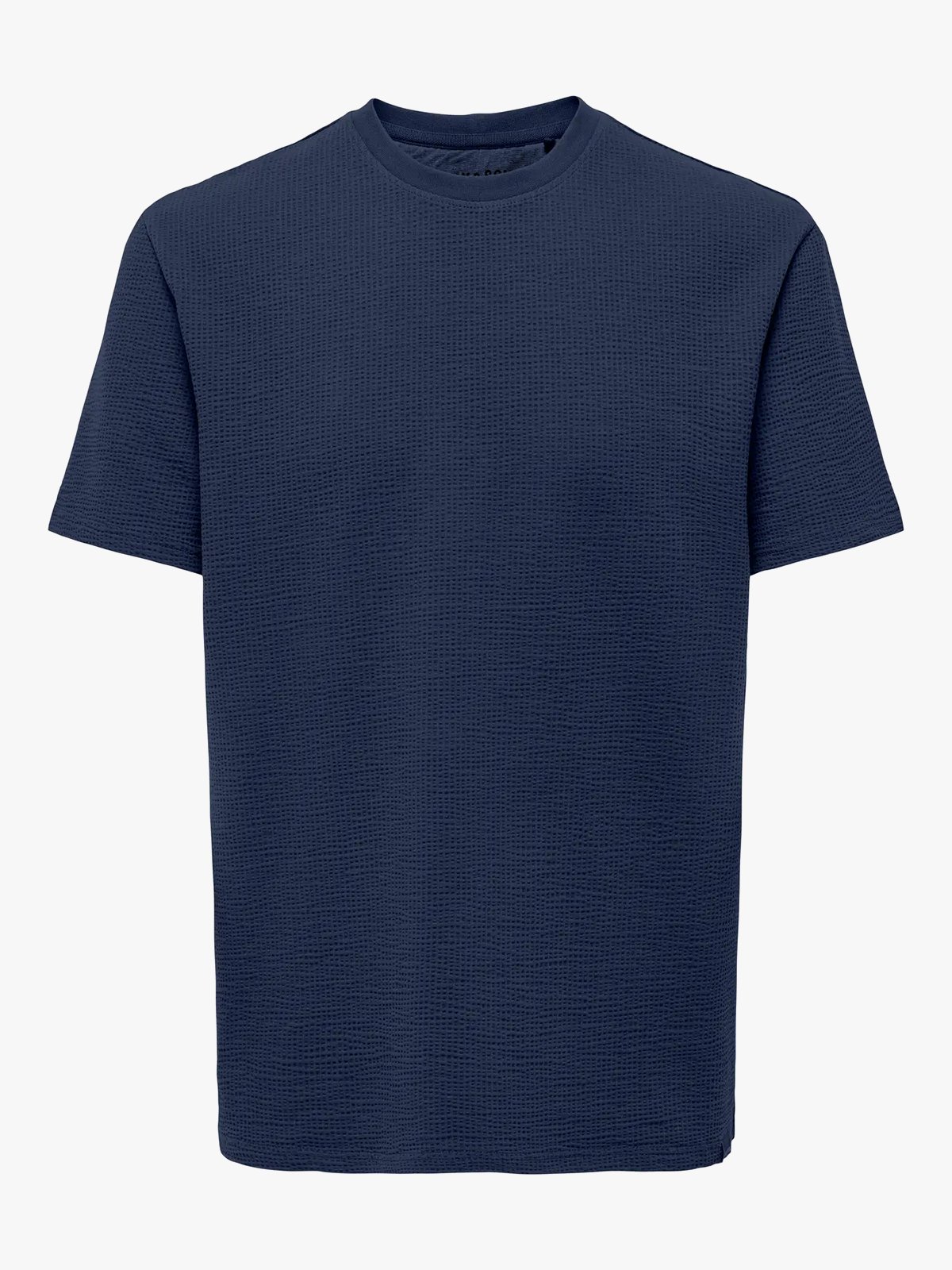 Only & Sons Kian Life Regular Seersucker Short Sleeve Tee Naval Academy