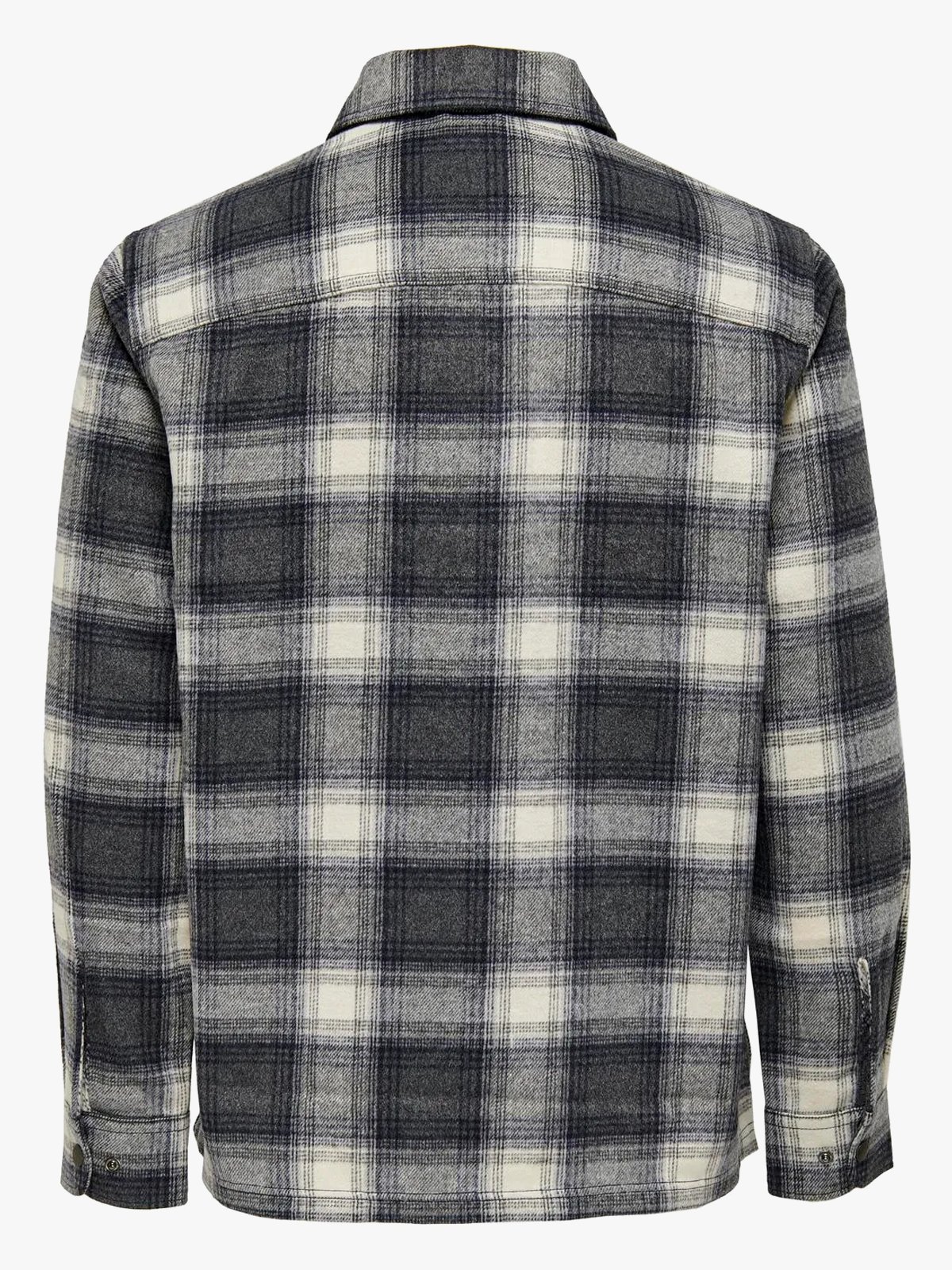 Only & Sons Austin Wool Zip Overshirt Grey Pinstripe Antique White